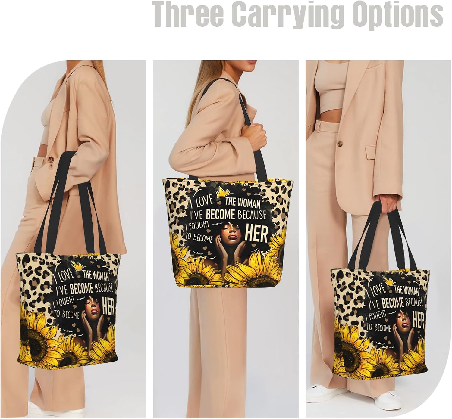 Tote Bag for Women, Everyday Carry, Large Capacity Reusable Shopping Bag with Zipper for Groceries, Work & Travel - Image 6