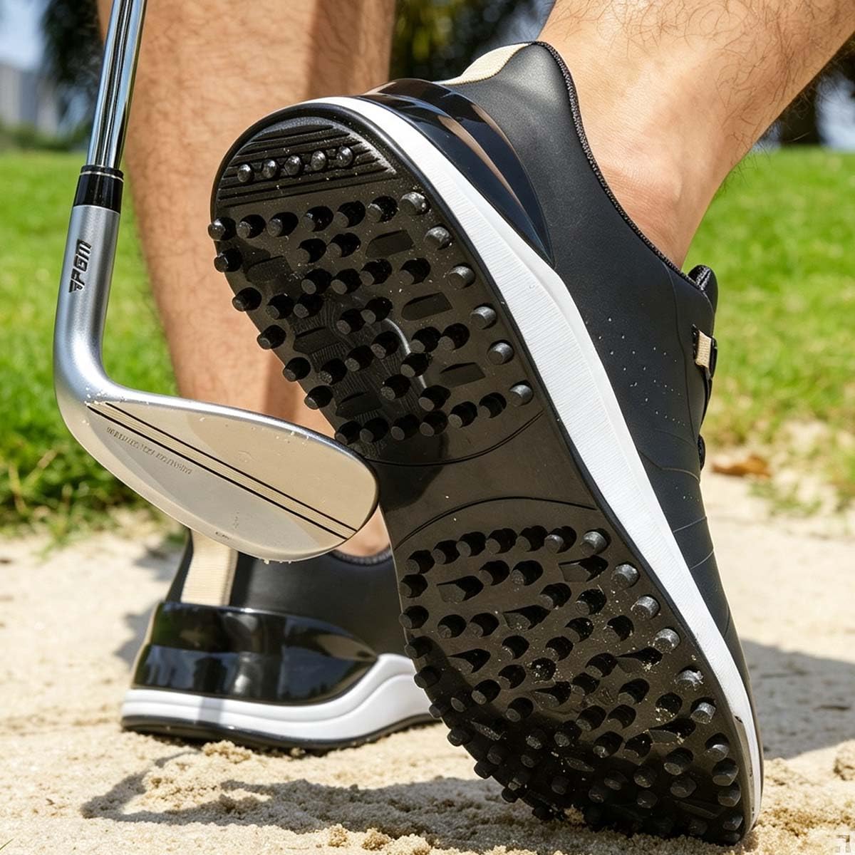 Zapatos De Golf Cuero para Hombre Antideslizantes Suela de Goma
