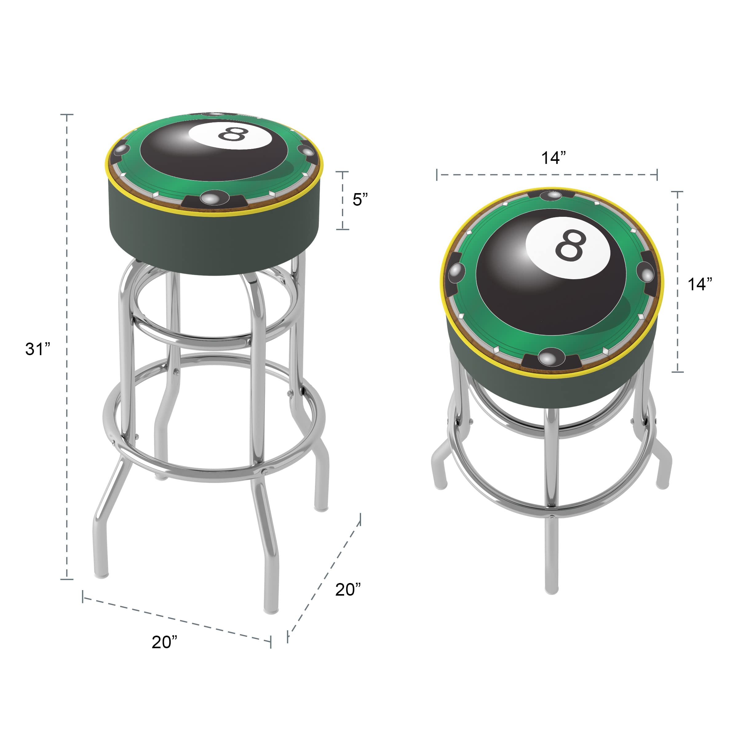 Trademark Global Rack'em 8-Ball Padded Bar Stool : Amazon.ca: Home