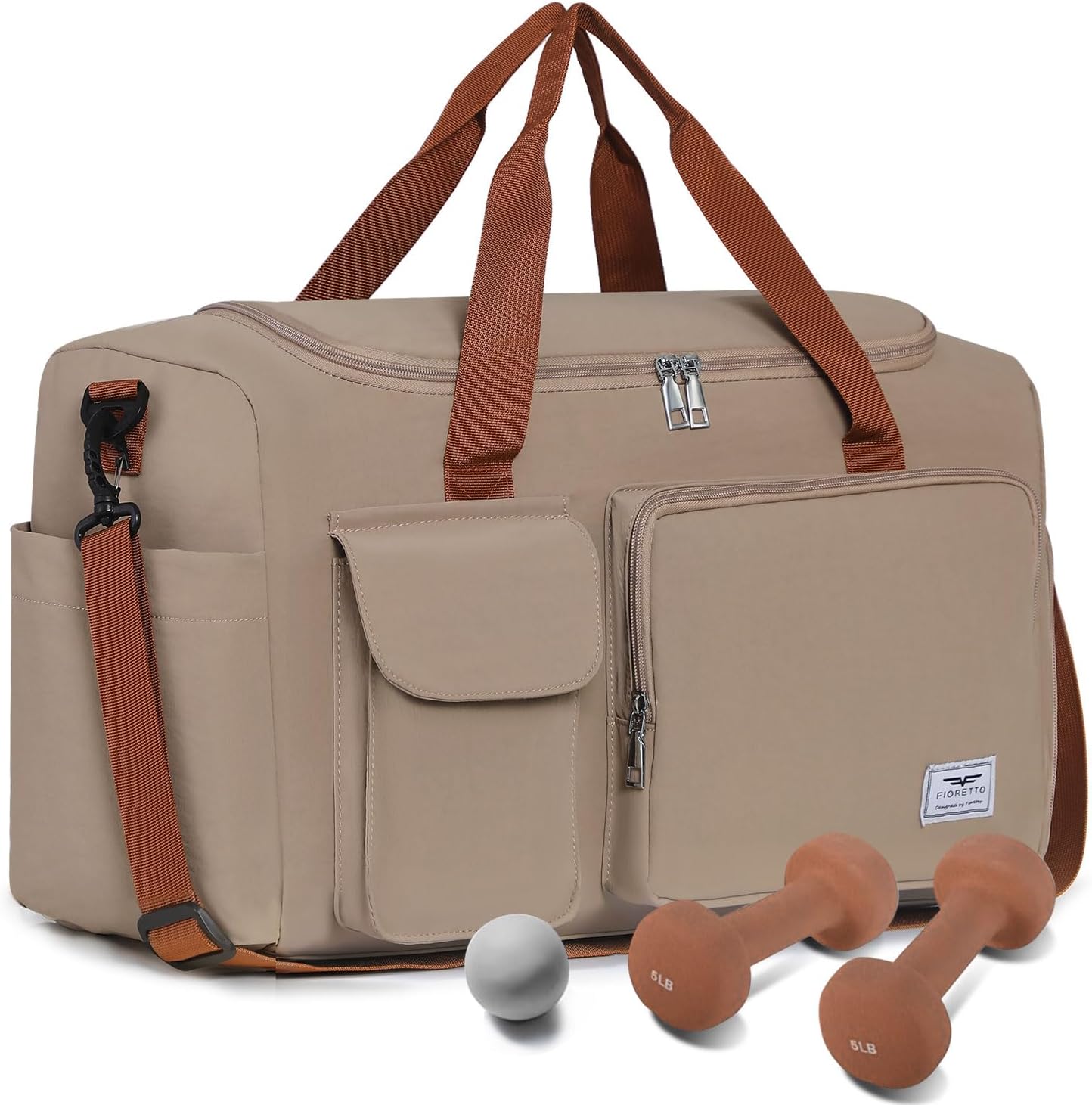 FIORETTO Women's Gym Duffle Bag with Shoes Compartment, 37L Capacity, Ideal for Travel, Gym, Sports, Duffel, Weekender