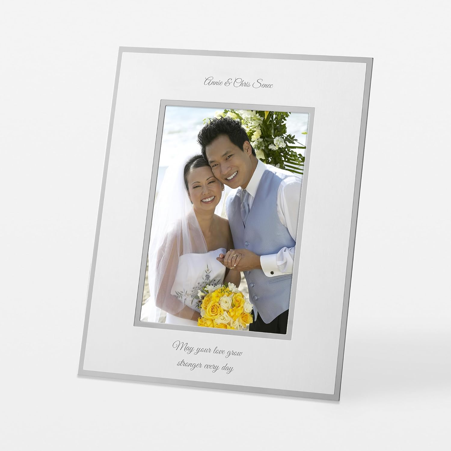 THINGS REMEBERED Engraved Wedding Flat Iron Silver 5" x 7" Picture Frame - Vertical (Free Customization)