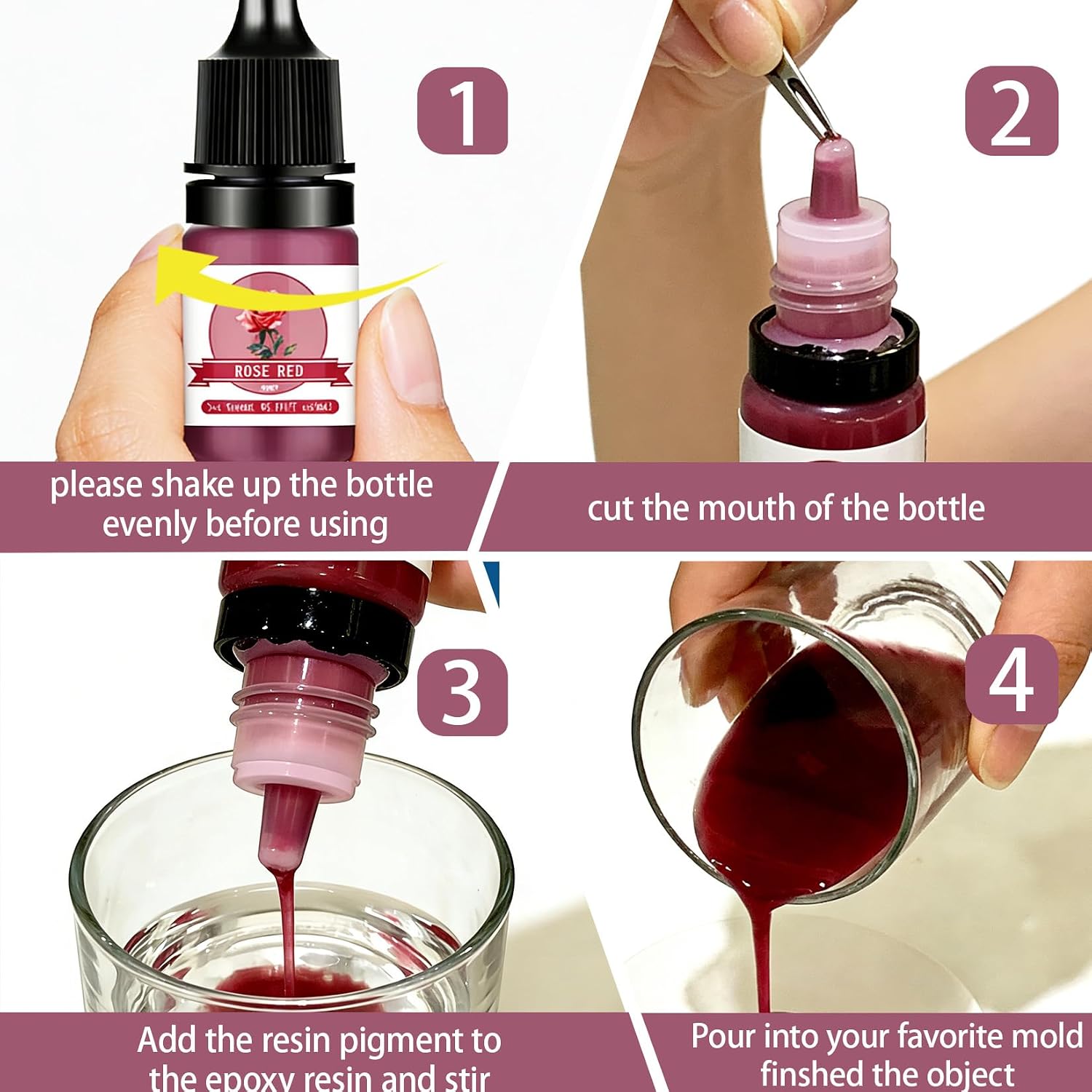 Epoxy Resin Pigment - 24 Colors Translucent AB Resin Colorant, Highly Concentrated Resin Dye for DIY Jewelry Making- 5ml