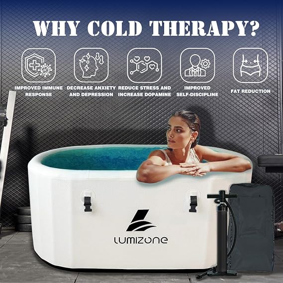 Lumizone Inflatable Cold Plunge Tub 132 Gallons Capacity Ice Bath White