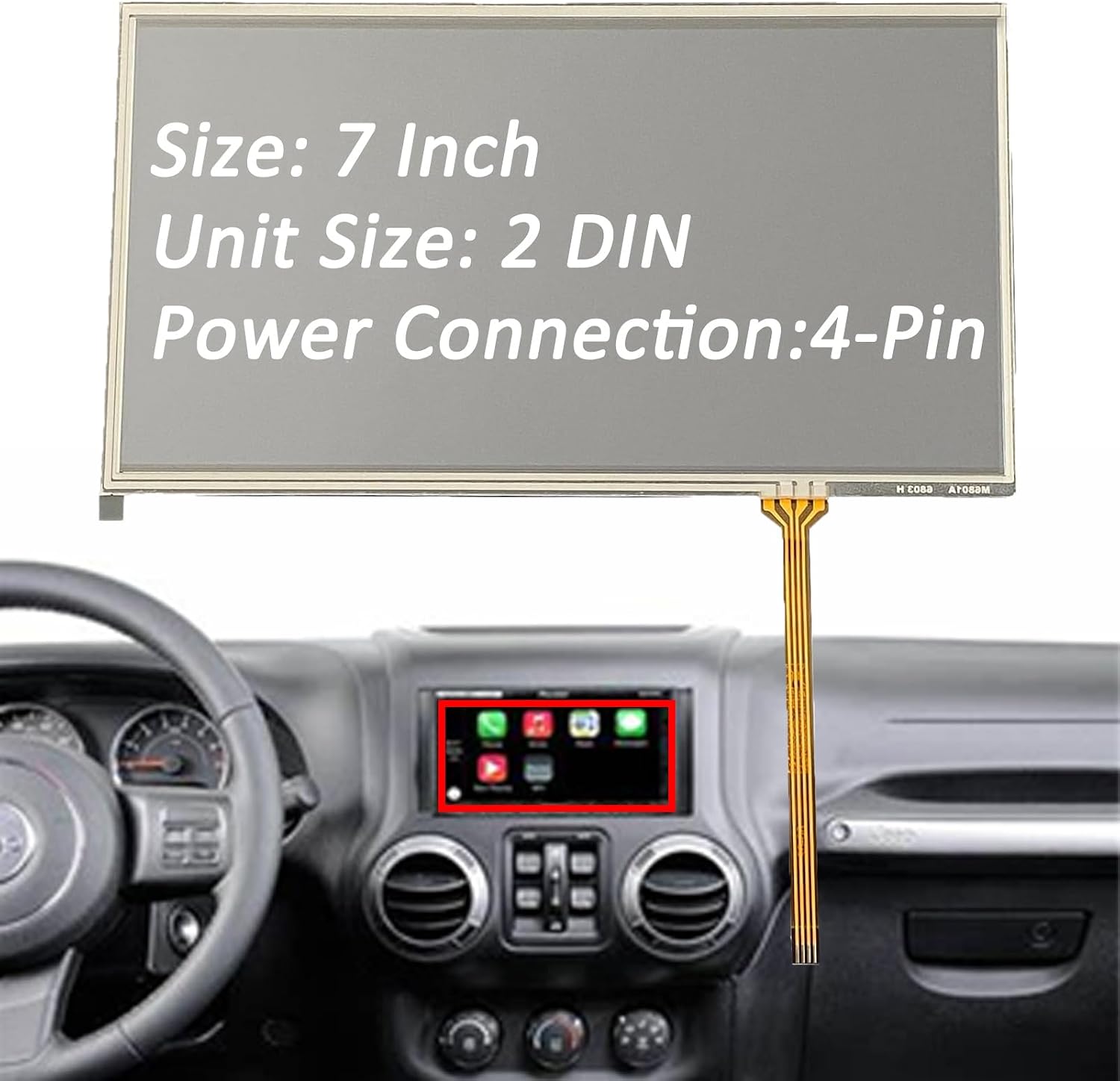 7 Inch 4 Pins Touchscreen Glass Replacement for Pioneer AVH-4000NEX AVH-4100NEX AVH-4200NEX AVH-4201NEX AVH-W4400NEX AVHW4400NEX Car Radio Display Panel Only 2-DIN Multimedia CD DVD Stereo Receiver