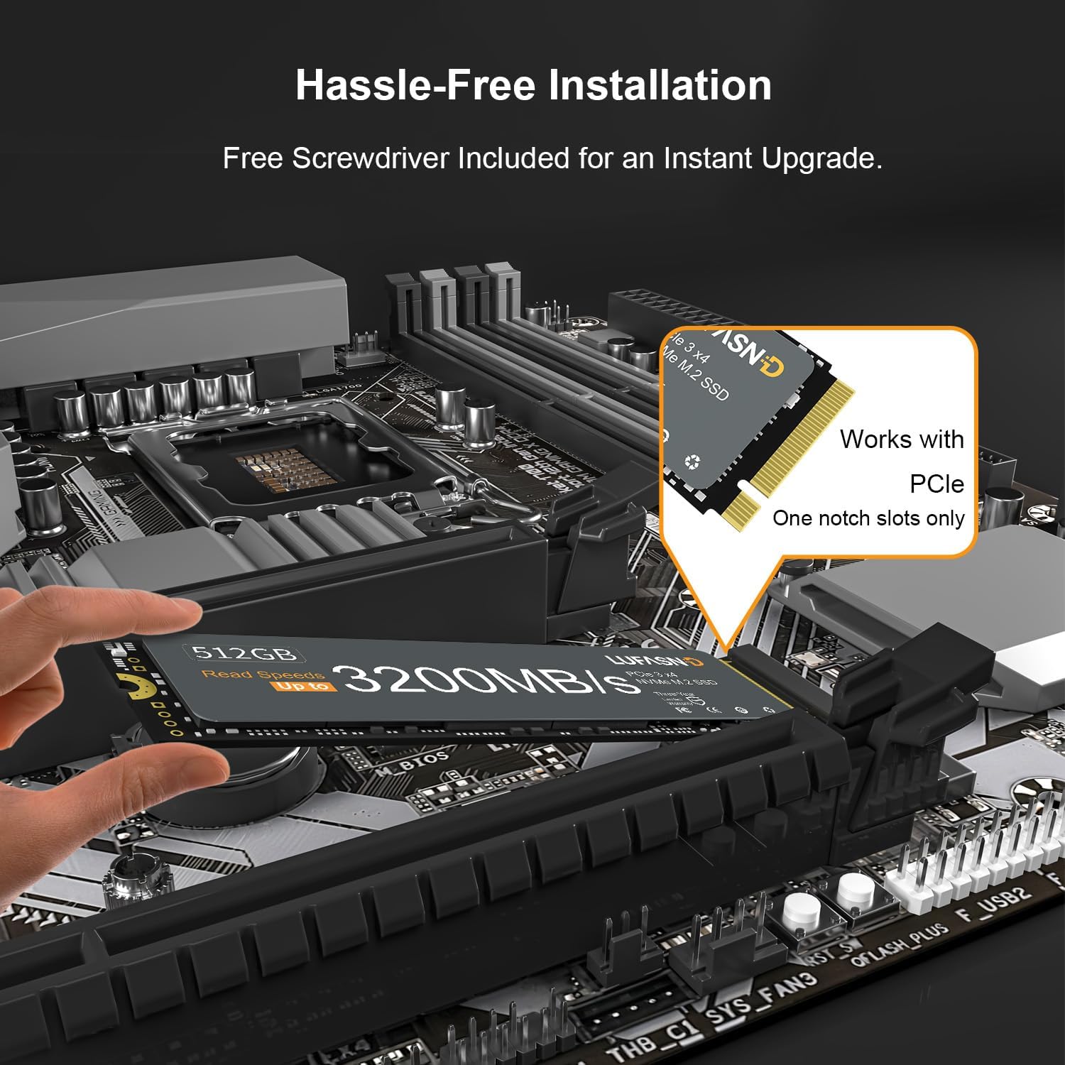 1TB M.2 NVMe SSD 2280, PCIe Gen3 x4 Internal Solid State Drive, Up to 3200MB/s, 3D NAND TLC with SLC Cache, High-Speed Storage Upgrade for Laptop & Desktop PC