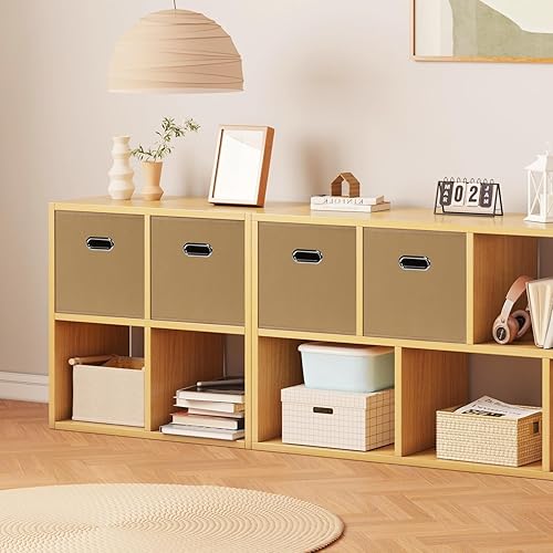 Miniatura 4 de Contenedores de almacenamiento de tela, cubos de almacenamiento plegables, cestas organizadoras con asas dobles para el hogar, juego de 2 unidades,