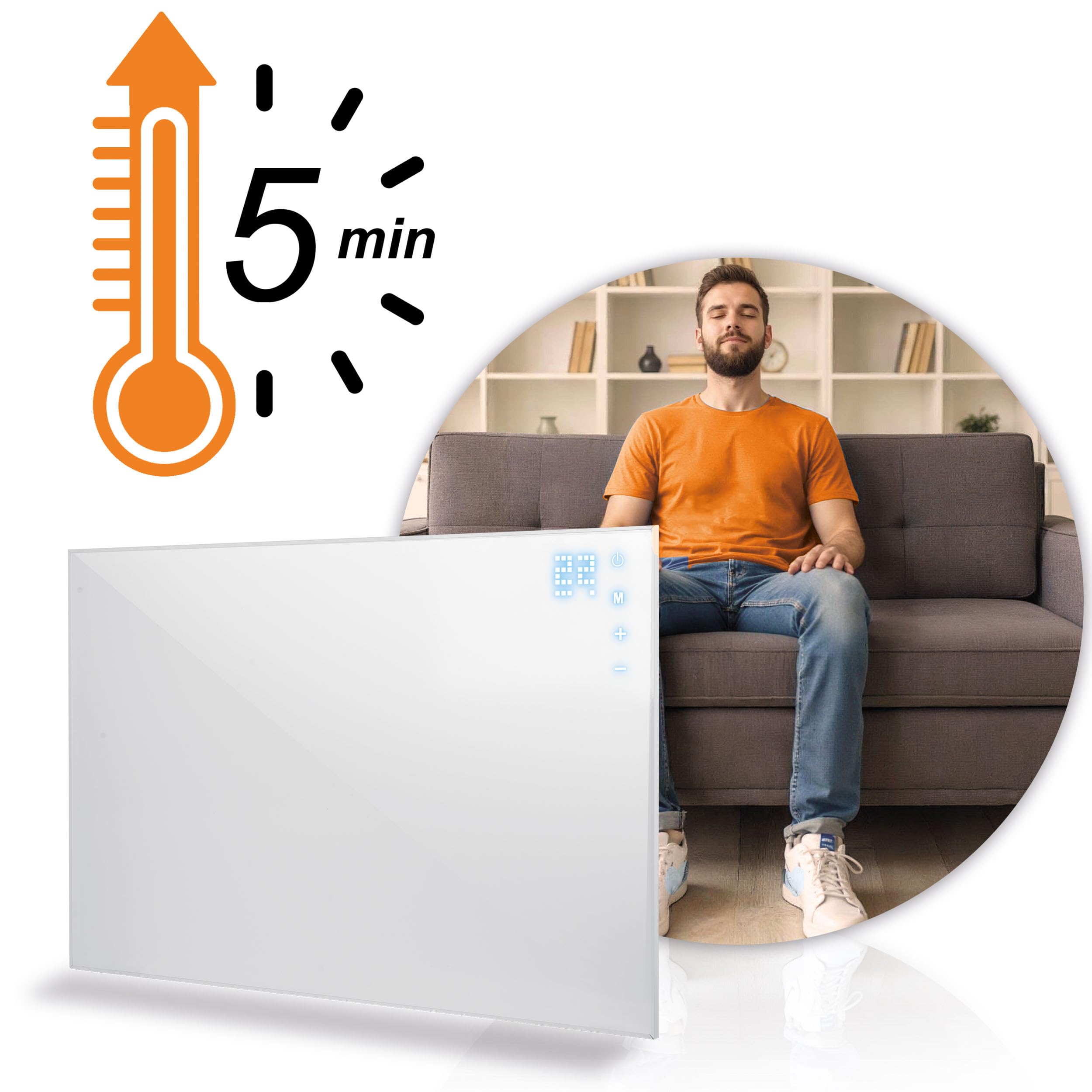 Berdsen Grzejnik na Podczerwień 800W - WiFi Tuya - Panel Grzewczy - Sterowanie Aplikacją - Energooszczędny - Ochrona przed Przegrzaniem - Ogrzewanie Domowe - Biały