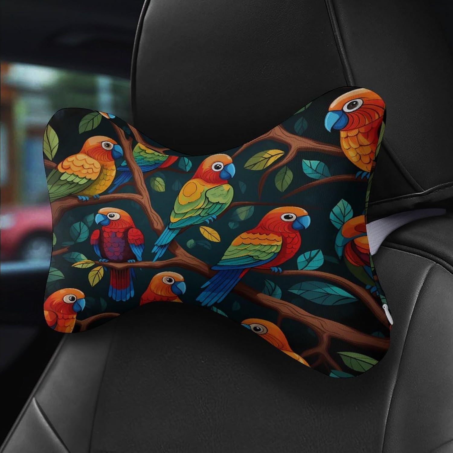 Parrot Birds 2 Pack Car Neck Pillow Car Headrest Soft Car Pillow for Most Cars