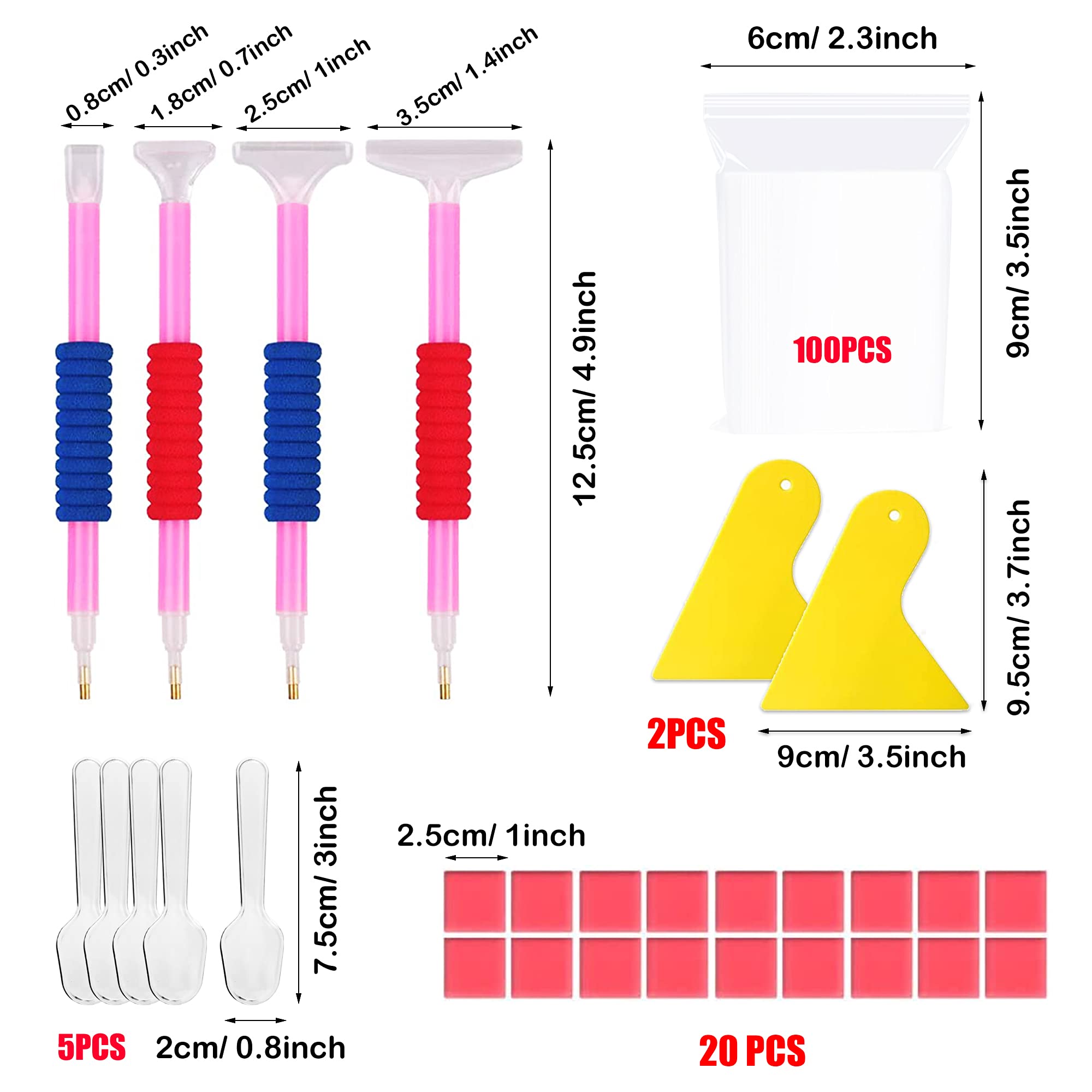 Allazone 45 PCS Accessoires Peinture Diamant Kit, Diamant Peinture Outils, Plateau De Peinture Au Diamant, Stylos De Peinture Au Diamant, Brosse De