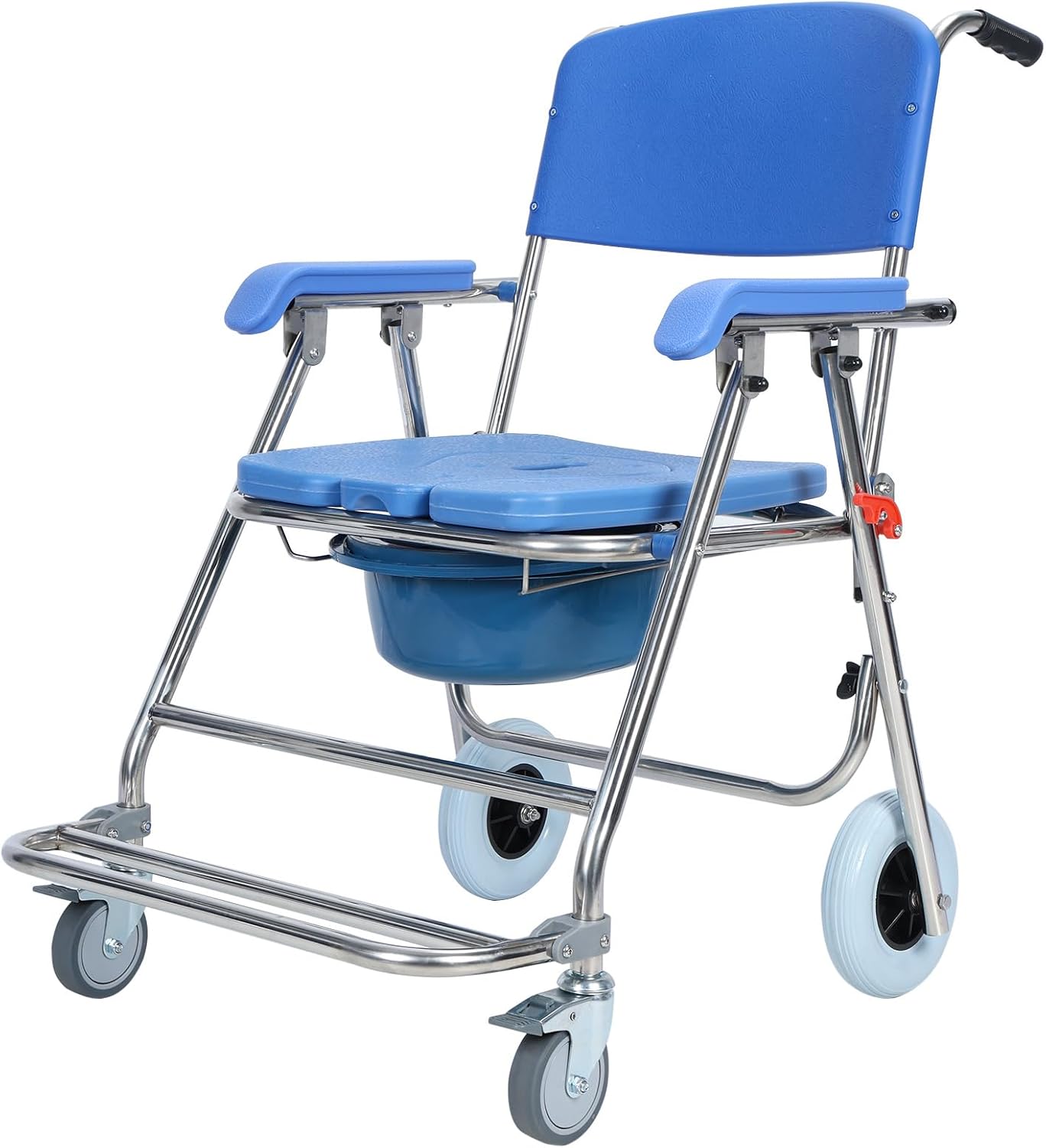 Toilet Chairs for Seniors Foldable Commode Chairs with Armrest and Lockable Wheels for Elderly People and Disabled People Non-Slip Toilet Chair Load Capacity 150 kg