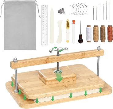 JFNoraiva Book Press Kits, 11 * 7.9 in Bamboo Wood Book Binding, Portable Book Press for Thin Books, DIY Bookbinding, Books Repair