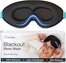 MyHalos® 100% Blackout Sleep Masks for Women & Men - Zero Eye Pressure Eye Mask for Sleeping -Our Halo Sleep Mask Includes a Storage Pouch- Black Eye Mask for Travel or Blindfold