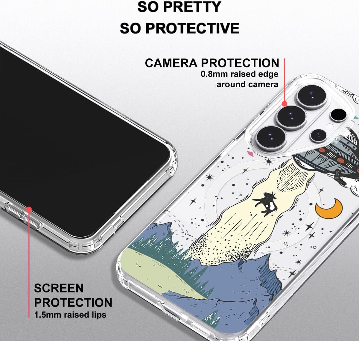 MOSNOVO for Samsung Galaxy S26 Ultra Clear Case, Fit for MagSafe, 6.6ft Military-Grade Shockproof Magnetic Protective Phone Cover,UFO