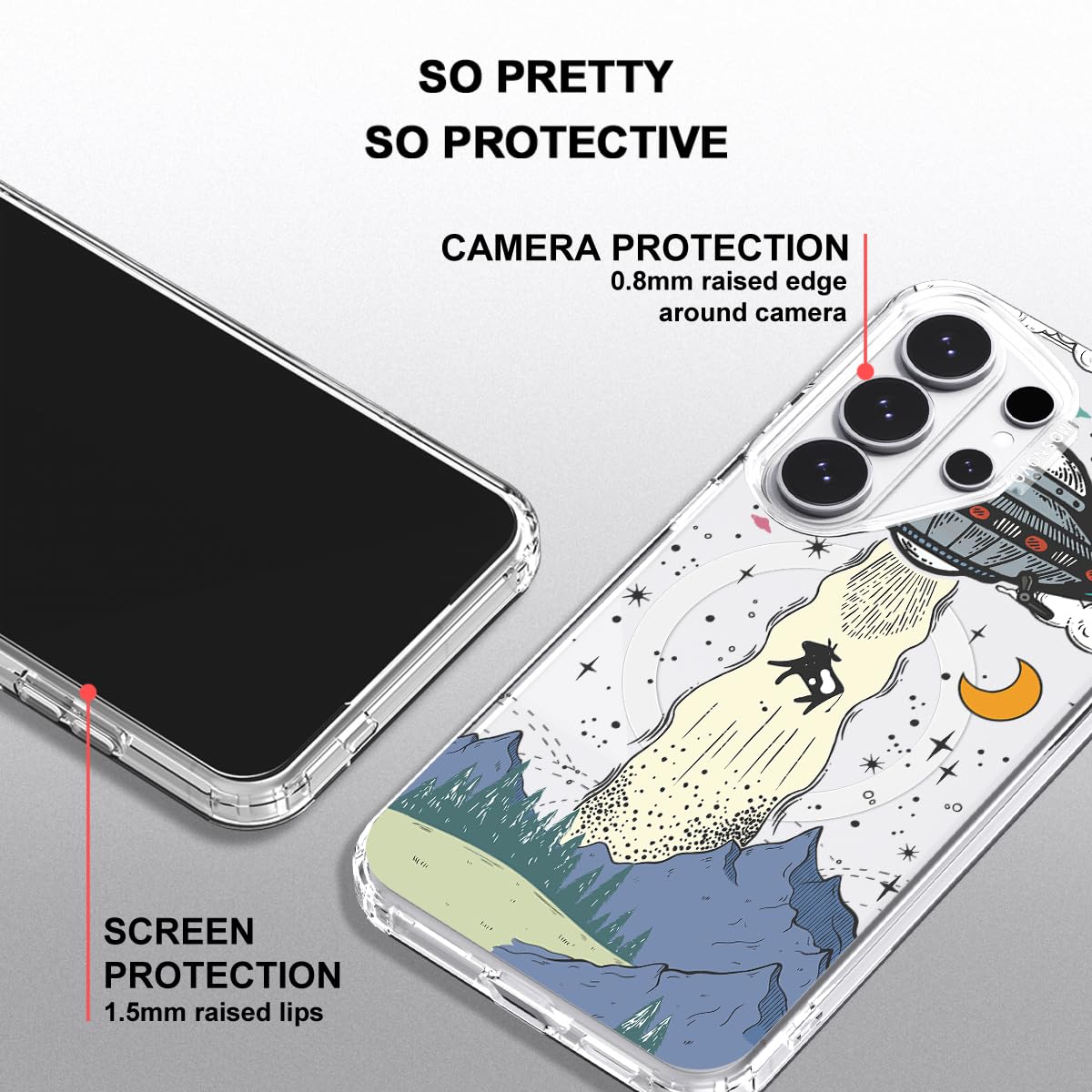 MOSNOVO for Samsung Galaxy S26 Ultra Clear Case, Fit for MagSafe, 6.6ft Military-Grade Shockproof Magnetic Protective Phone Cover - UFO - 4