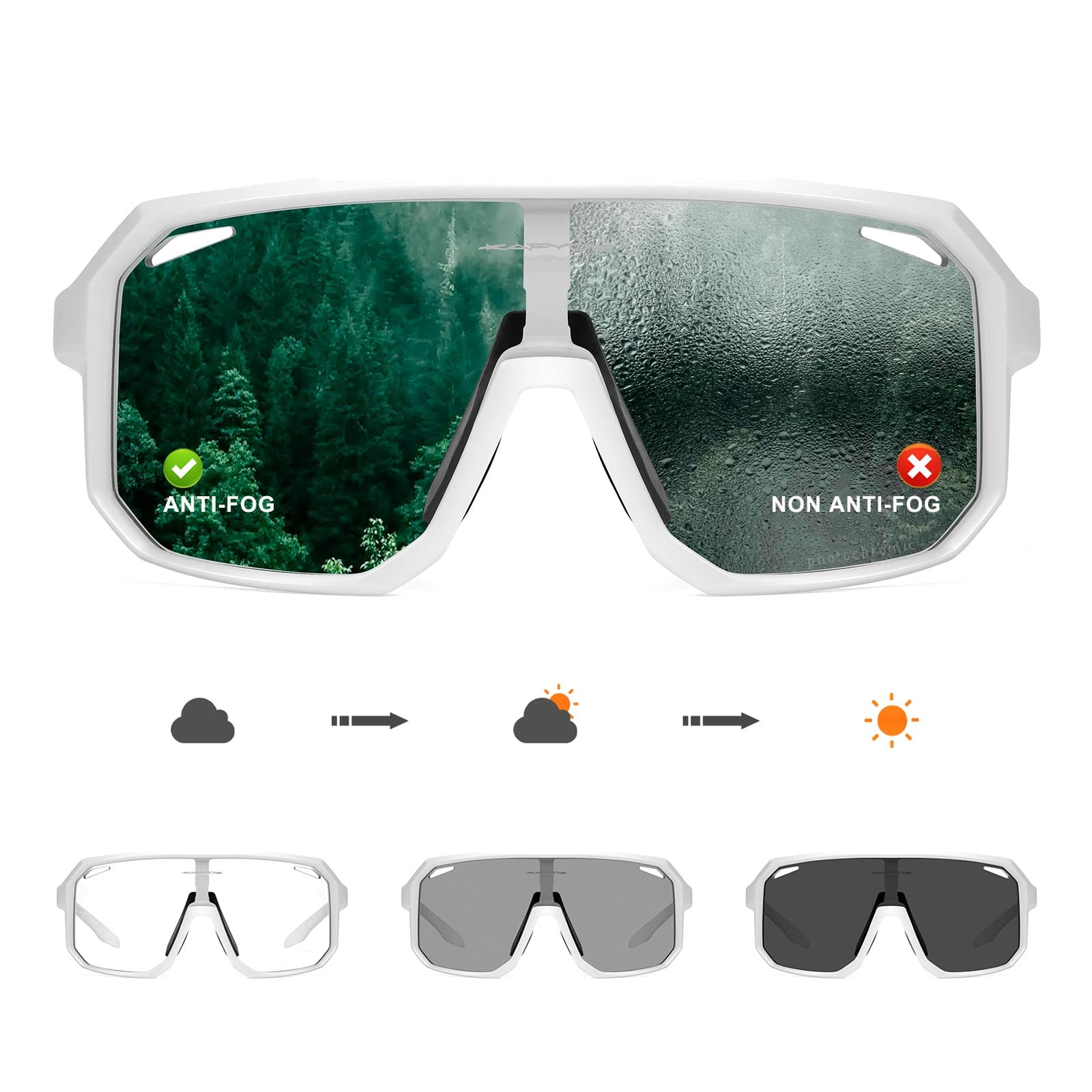 KAPVOE Gafas Fotocromaticas Ciclismo Hombre Lentes de Ciclismo Transparentes Gafas MTB Gafas Bicicleta Montaña Gafas Bici Gafas Sol Ciclismo Gafas BTT Gafas Deportivas Lentes MTB Gafas Anti-Niebla