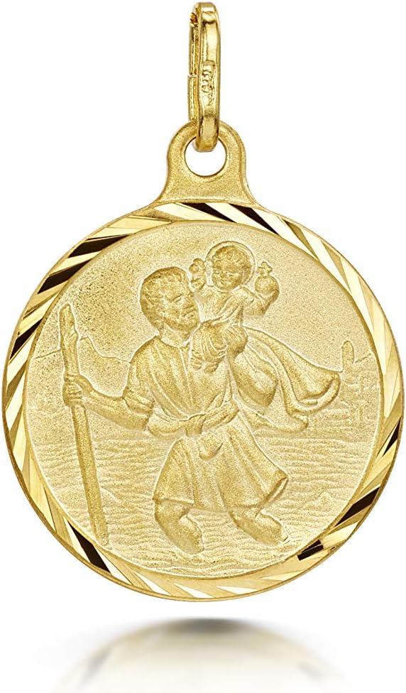 925 Sterling Silver - Pendant with St Christopher Engraving - Protection Medallion for Men and Women - Coin for Travelers