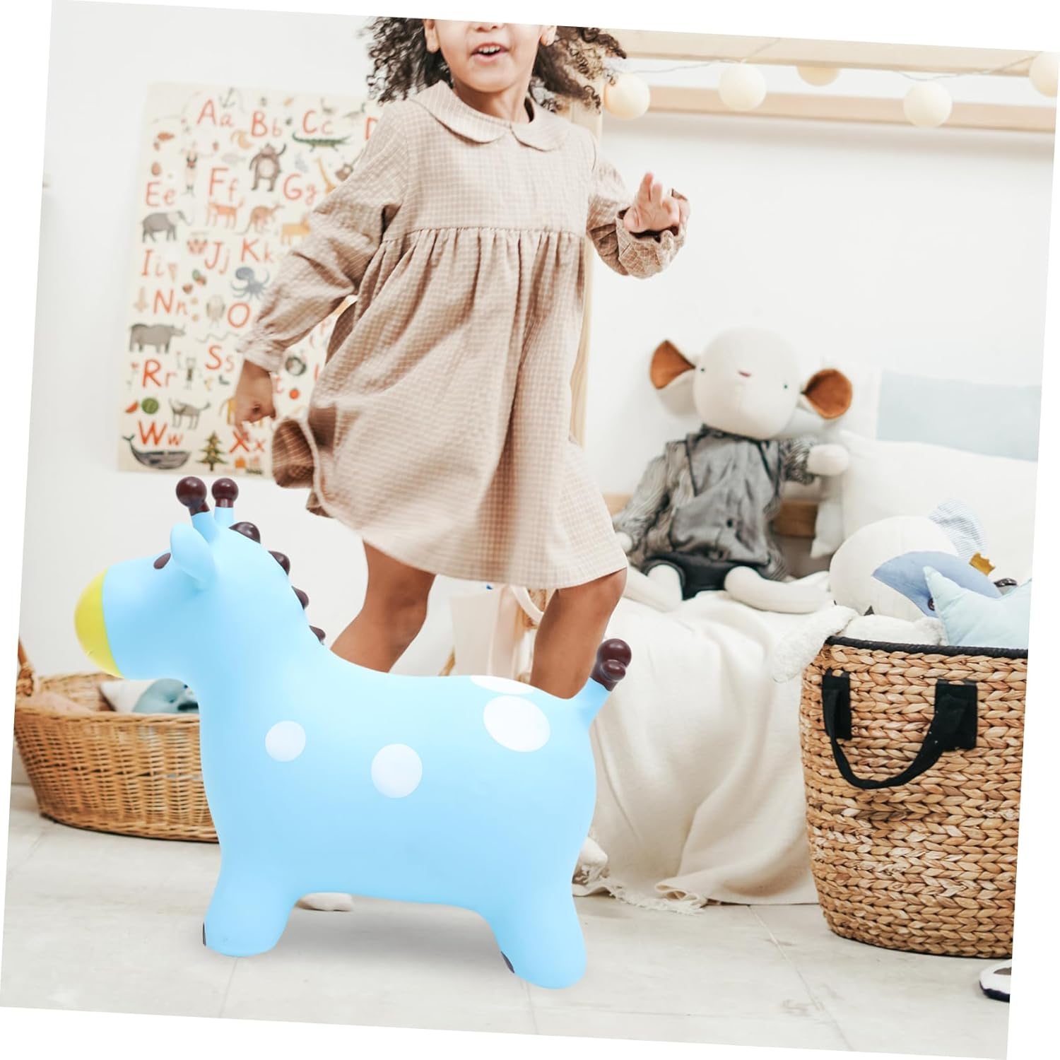 Inflatable Jumping Horse Enlarged Bouncing Mount for Durable Outdoor Hopping Deer with Air Pump Educational Music for Boys for Parties and Physical Development