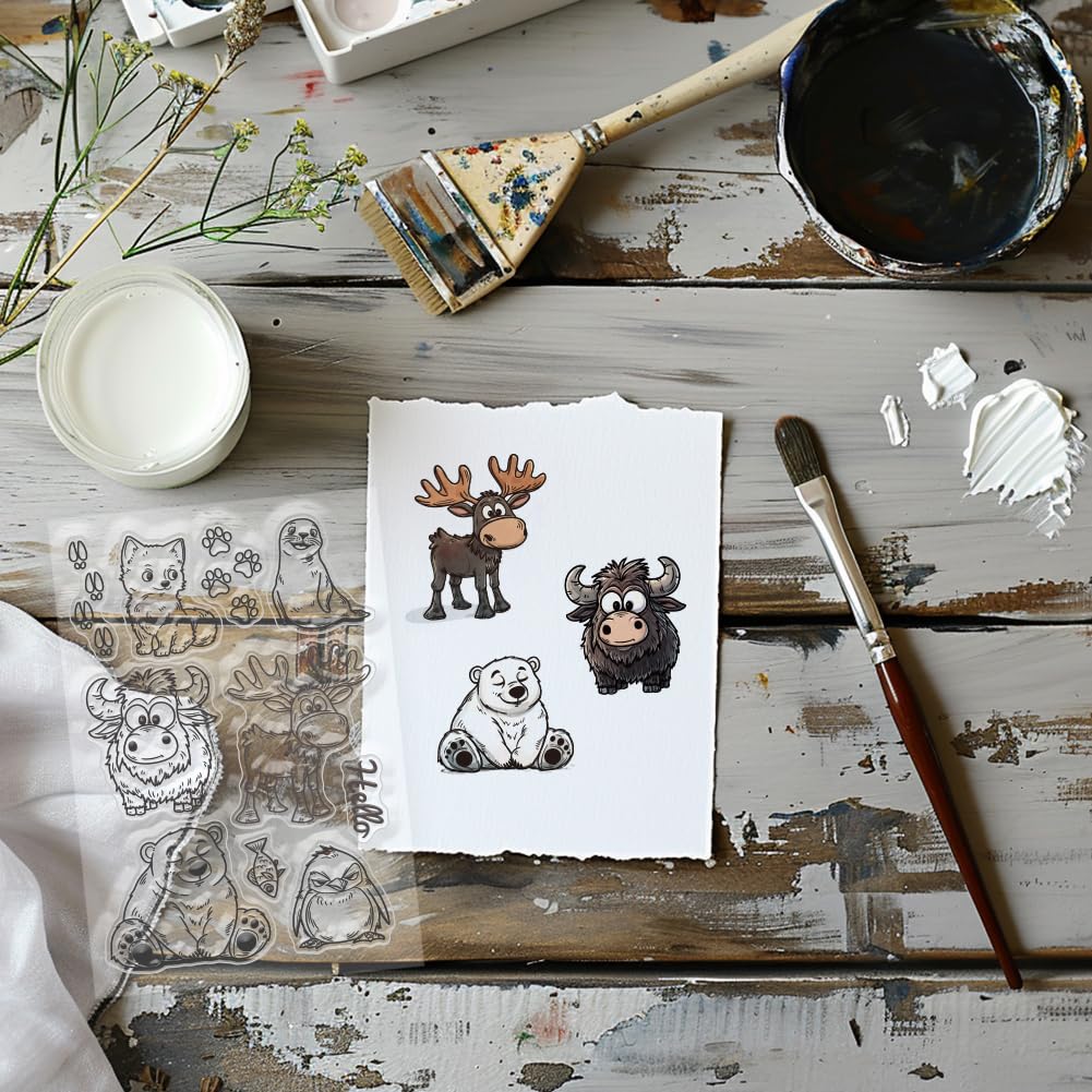 4 timbri trasparenti in silicone con motivo bestiame delle Highland, per fai da te, scrapbooking e creazione di biglietti, decorazioni artigianali con carta, 16 x 10 cm