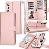 Galaxy S24 Plus Case, Galaxy S24+ Wallet Case, Tekcoo Luxury PU Leather ID Cash Credit Card Slots Holder Carrying Folio Flip Cover [Detachable Magnetic Hard Case] for Samsung S24 Plus 5G [Rose Gold]