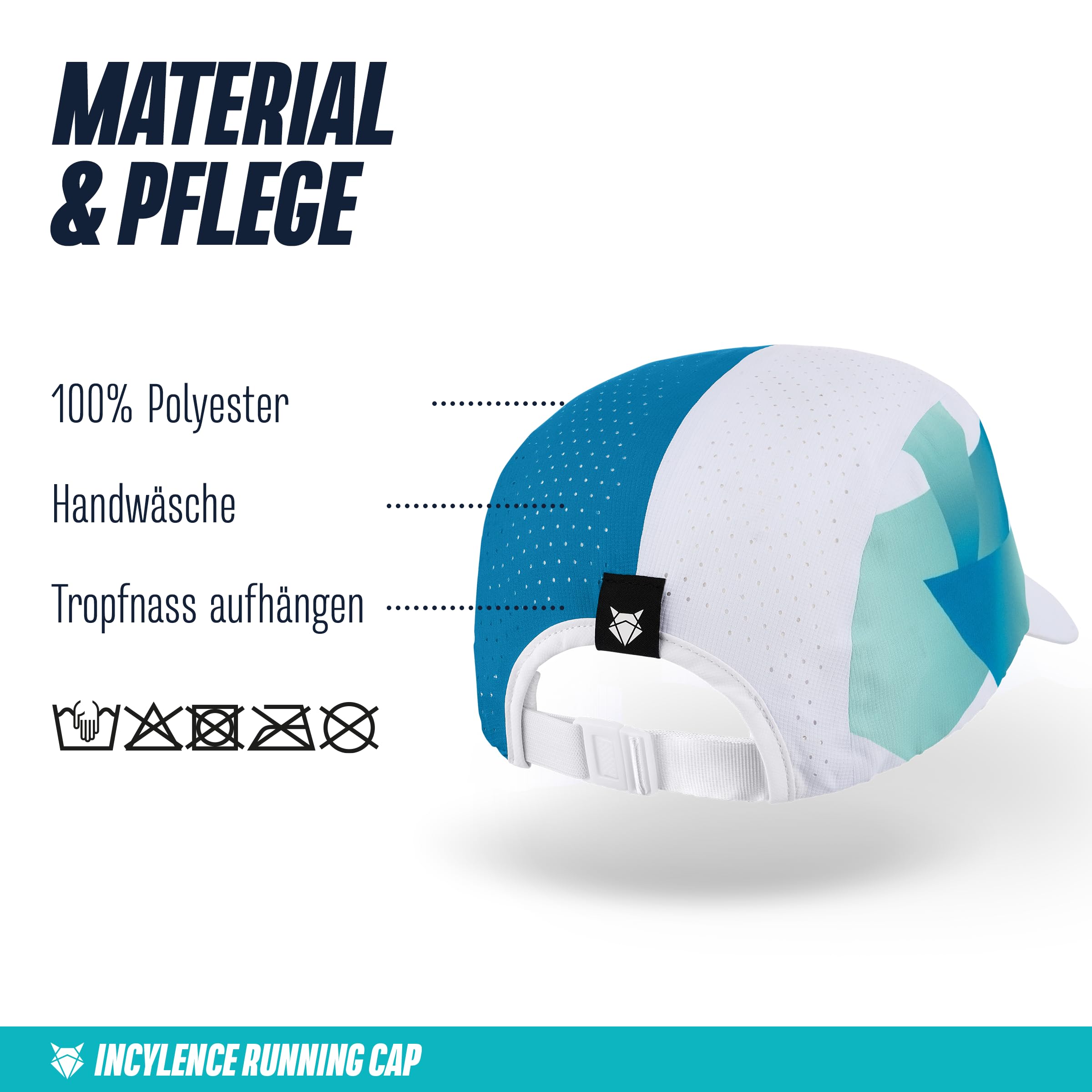 INCYLENCE Running Cap – Ultraleichte Laufkappe mit UV-Schutz, Unisex | Atmungsaktives Material, 100% Polyester, schnelltrocknend, verstellbare Schnalle, One Size (56 cm), schmales Schirm-Design