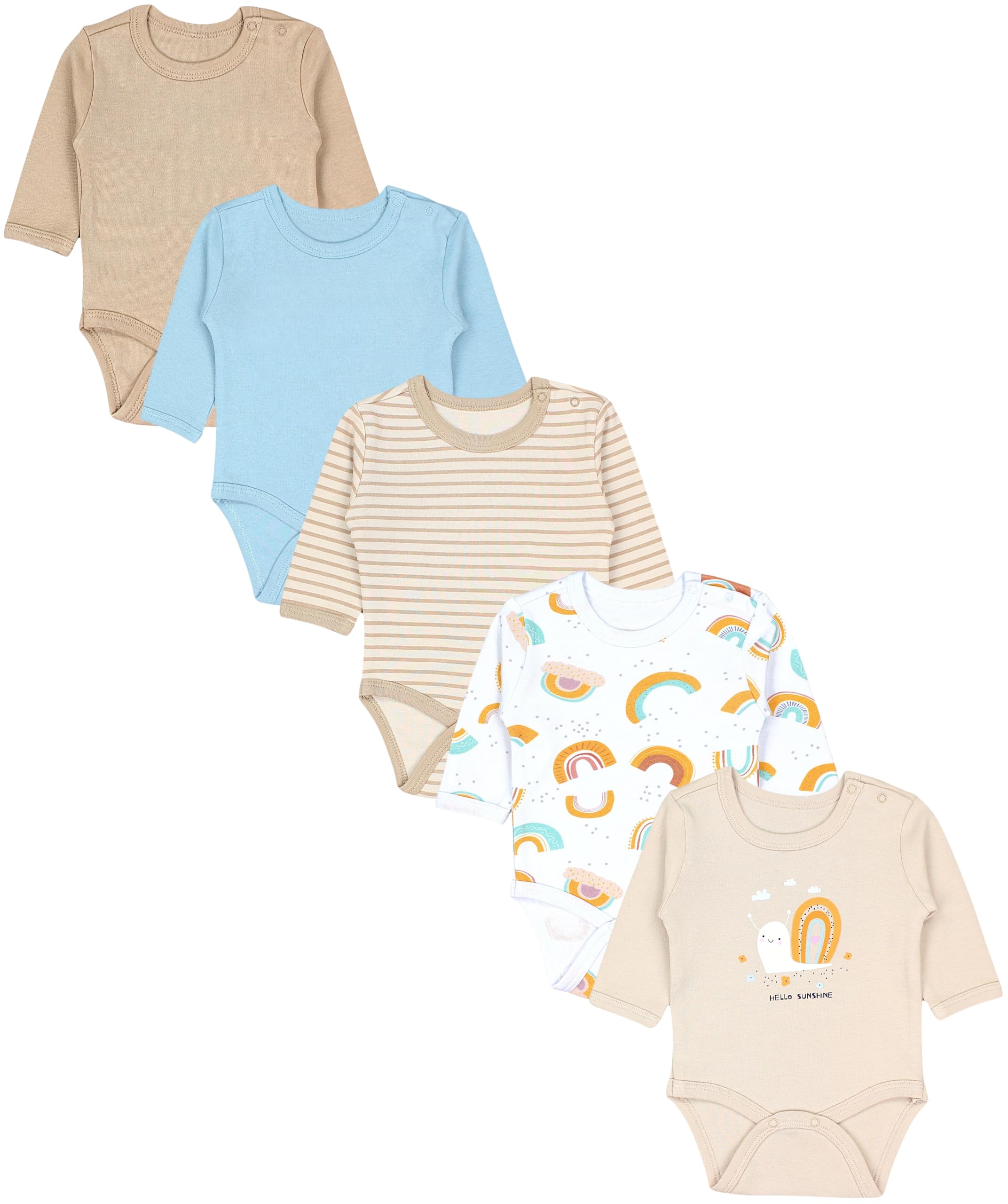 TupTam Body Neonato Manica Lunga – Body Bambino in Cotone OEKO-TEX, Set 5 Pezzi