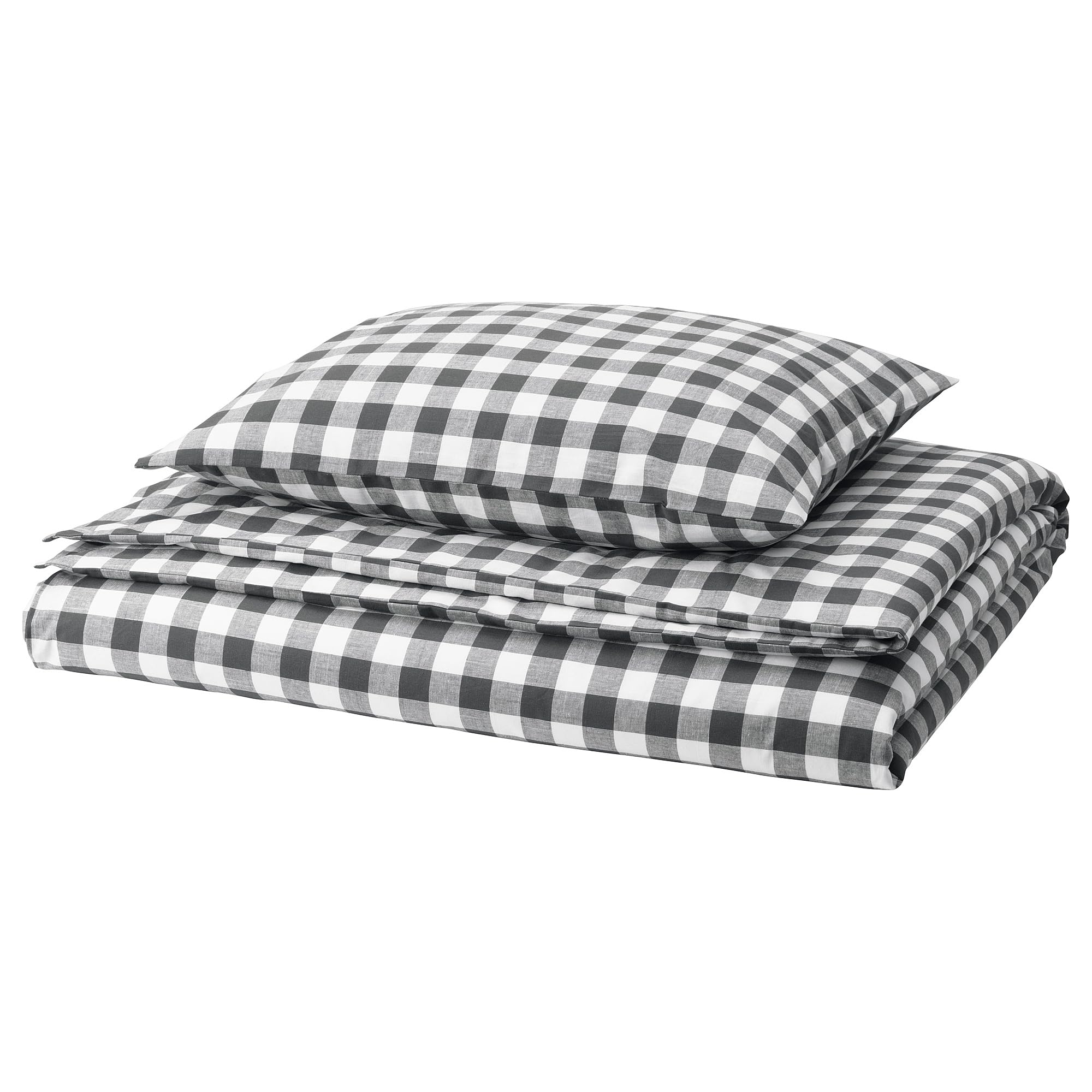 Parure de lit carreaux anthracite EKTANDVINGE 150x200 pour chambre d'étudiant