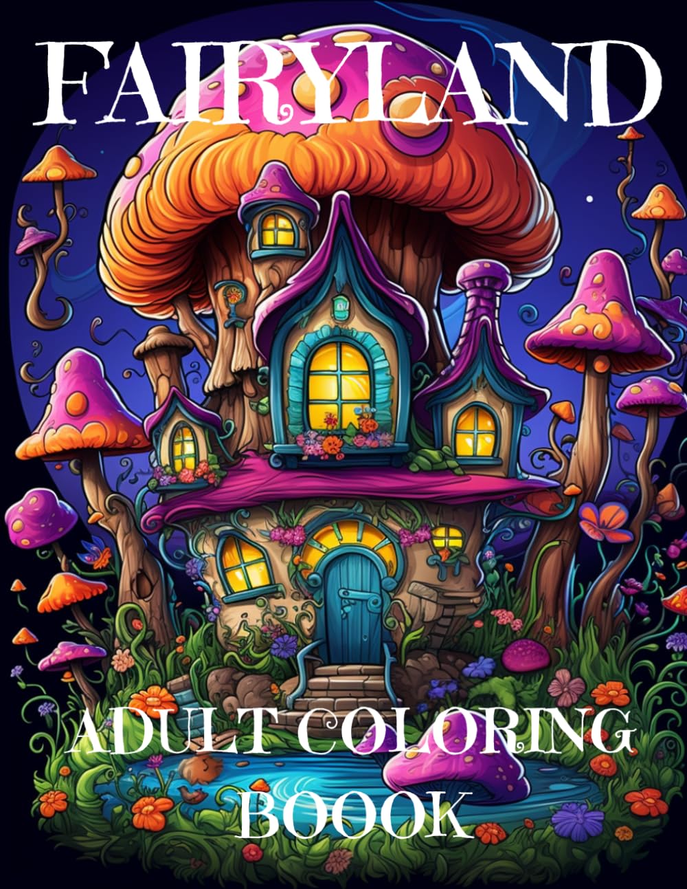 Fairyland Adult Coloring Book: 50 Whimsical Coloring Pages for Teens and Adults Showcasing Enchanted Fairy Homes for Relaxation