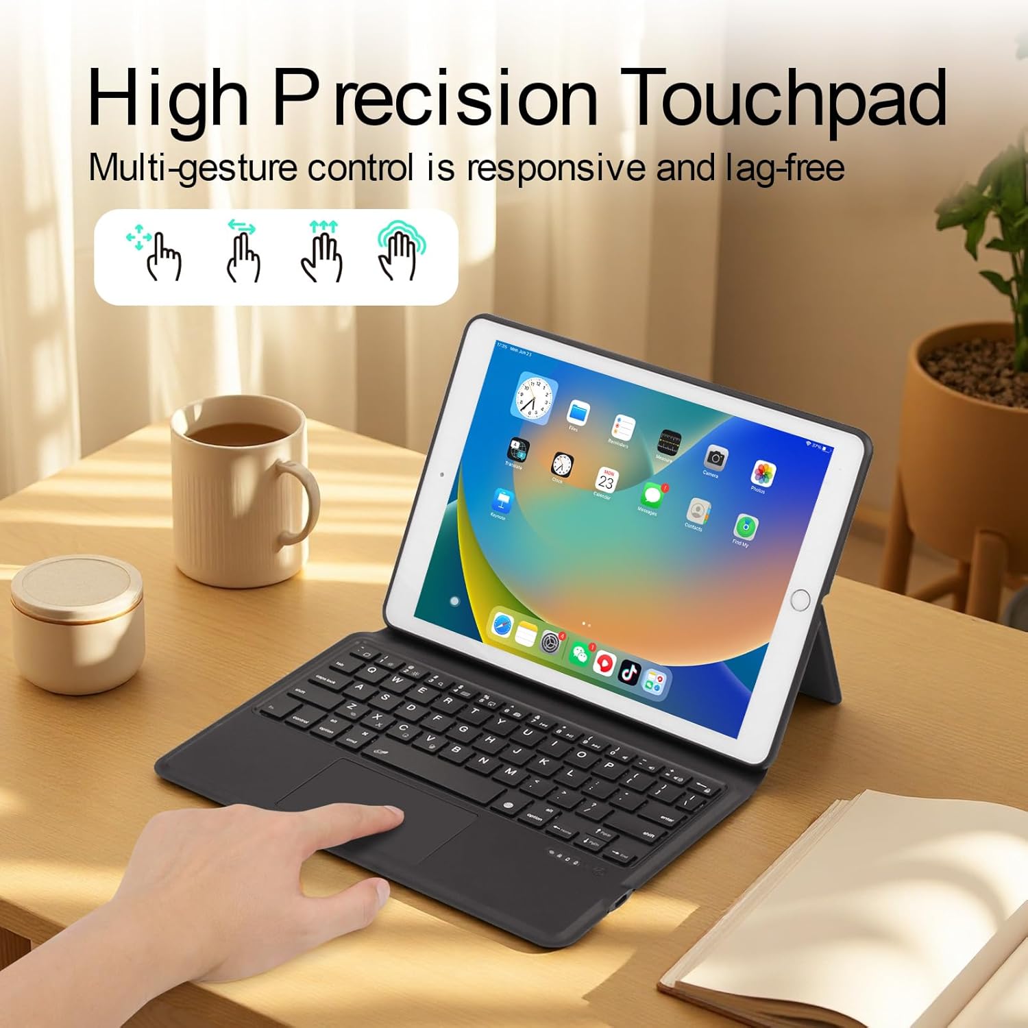 iPad 9.7 Keyboard Case with Touchpad & Built-in Stand, Bluetooth Wireless for iPad 6th 2018/5th Gen 2017, Air 2, Pro 9.7, Ultra-Light 423g