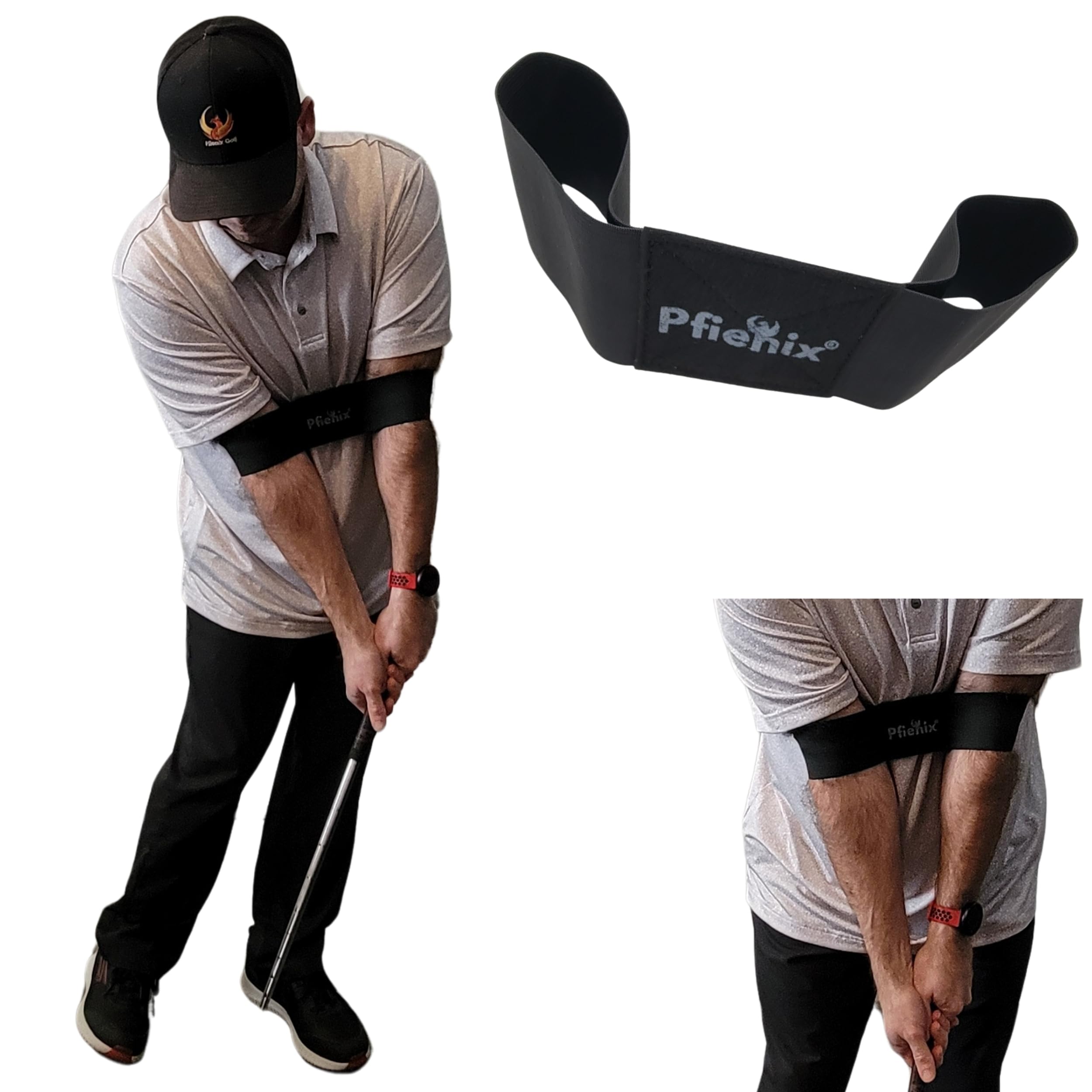SwingSync Arm Band Golf Swing Training Aid for Improved Consistency & Ball Striking – Fixes Chicken Wing, Keeps Arms Connected – Elastic Swing Correcting Trainer for Golfers of All Skill Levels