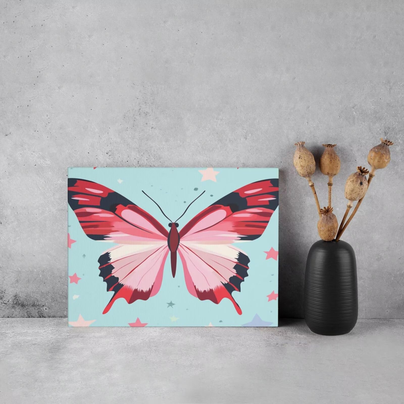 Malen nach Zahlen MK418 Malen-nach-Zahlen-Set für Erwachsene, Motiv: Schmetterling, Stern, Malen nach Zahlen für Anfänger, Acryl-Peinture a Numero mit 6 Pinseln, DIY-Ölgemälde, Kunsthandwerk für