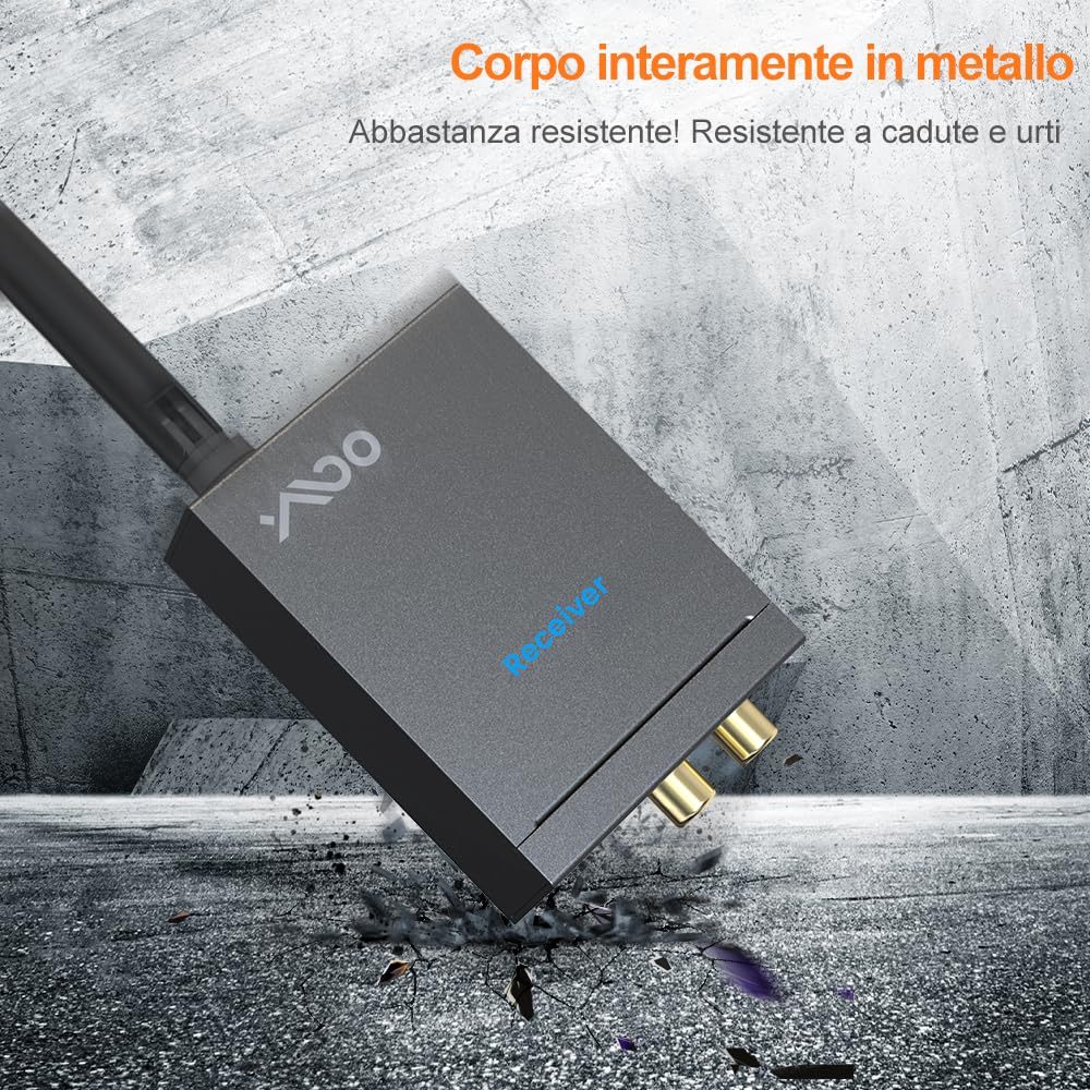 YMOO Trasmettitore Ricevitore Audio Wireless per TV, 2,4GHz Adattatore Bluetooth per Subwoofer, 100m, Jack da 3,5 mm e RCA, Bassa Latenza per Musica da PC a Hifi Stereo/Casse Attivo/CD