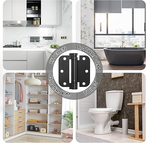 Miniatura 7 de Bisagras de puerta de cierre automático, bisagras de resorte de cierre automático con tensión ajustable, 3.5 x 3.5 pulgadas, esquinas de radio de 58