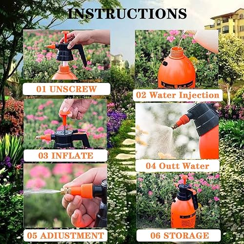 Miniatura 3 de Pulverizador de bomba de jardín, 0.5 galones68 onzas, botella de pulverización a presión de césped, boquilla ajustable para rociar malas hierbas,