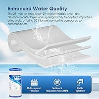 Vista 5 de PUREPLUS AP810 Filtro de agua de sedimentos ranurados para toda la casa, cartucho de repuesto para 3M Aqua-Pure AP810, AP811, AP801, AP801-C