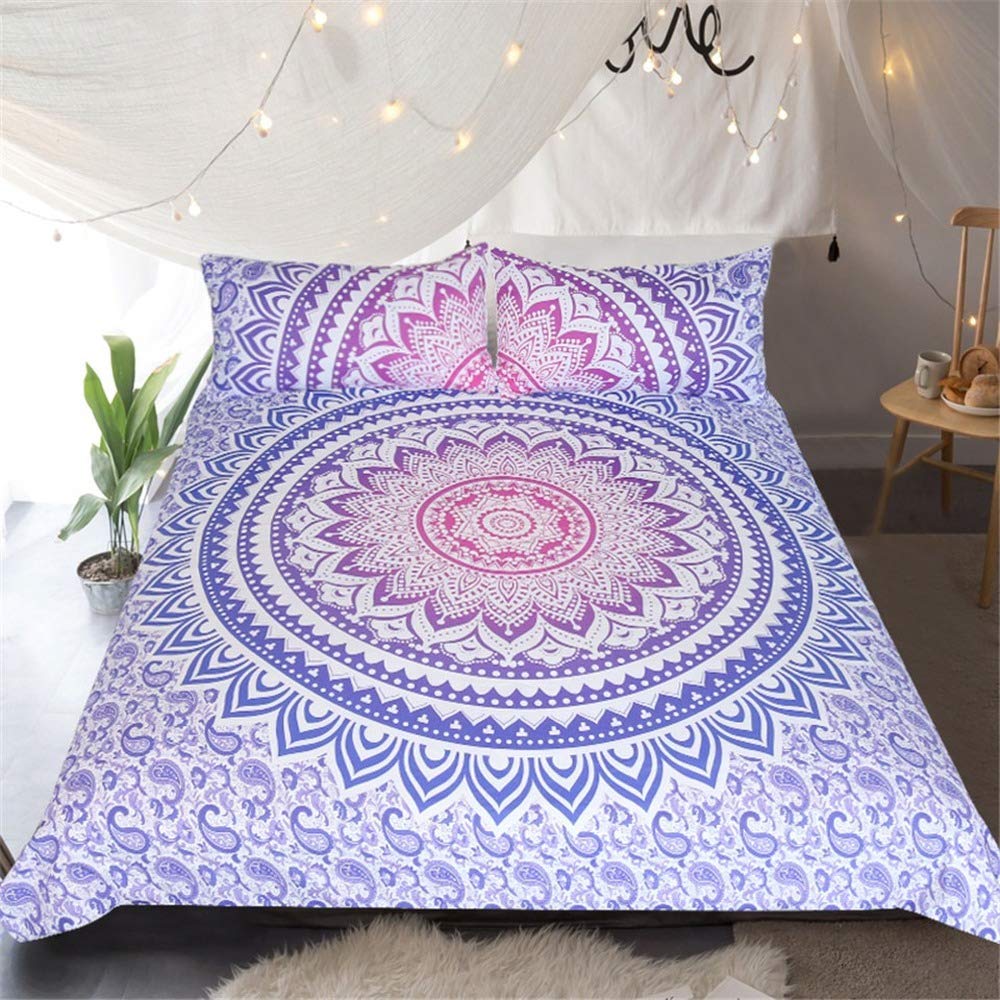 Housse de couette pour lit double 210x210 parure de lit impression 3D motif AB10 avec taies