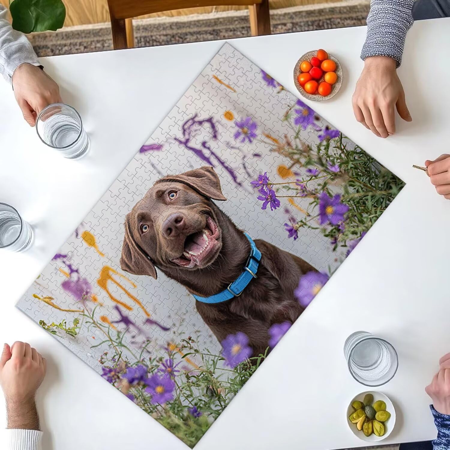 Puzzle 1500 elementów dla dorosłych puzzle dla dorosłych 1500 elementów puzzle wymagające i drażniące mózgi edukacja gra dla całości, prezenty dla mężczyzn, motyw puzzli: (kwiat pies) h-368