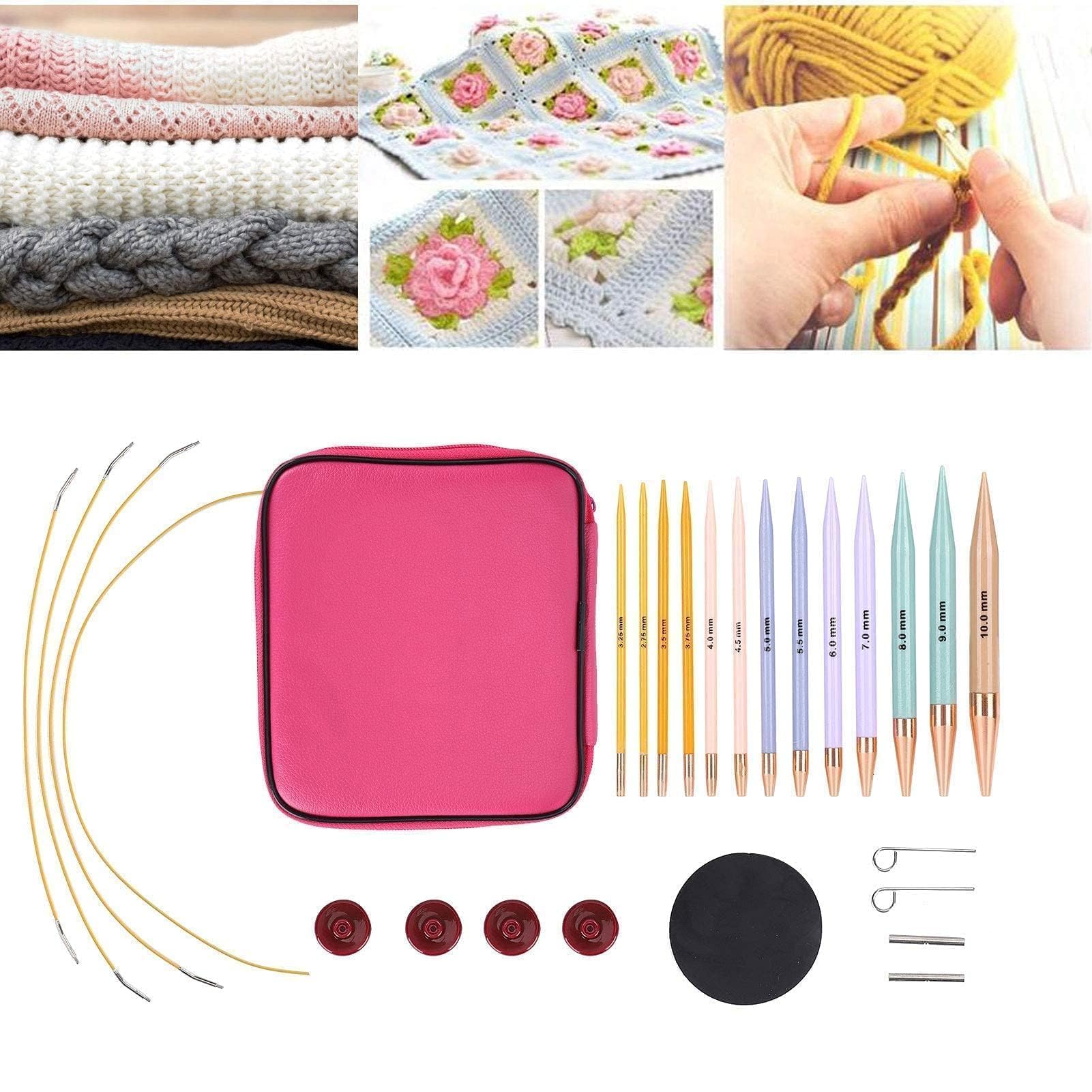 13 Paar Austauschbare Stricknadelset, Stricknadeln Set Austauschbare Rundstricknadeln mit 2,75 mm-10 mm