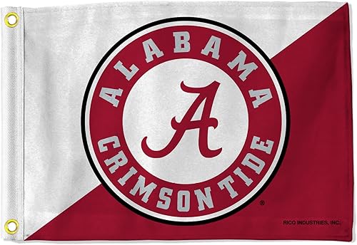 Rico Industries NCAA Alabama Crimson Tide - Bandera náutica de dos tonos  doble cara  ideal para barcocarrito de golf, hogar, etc.