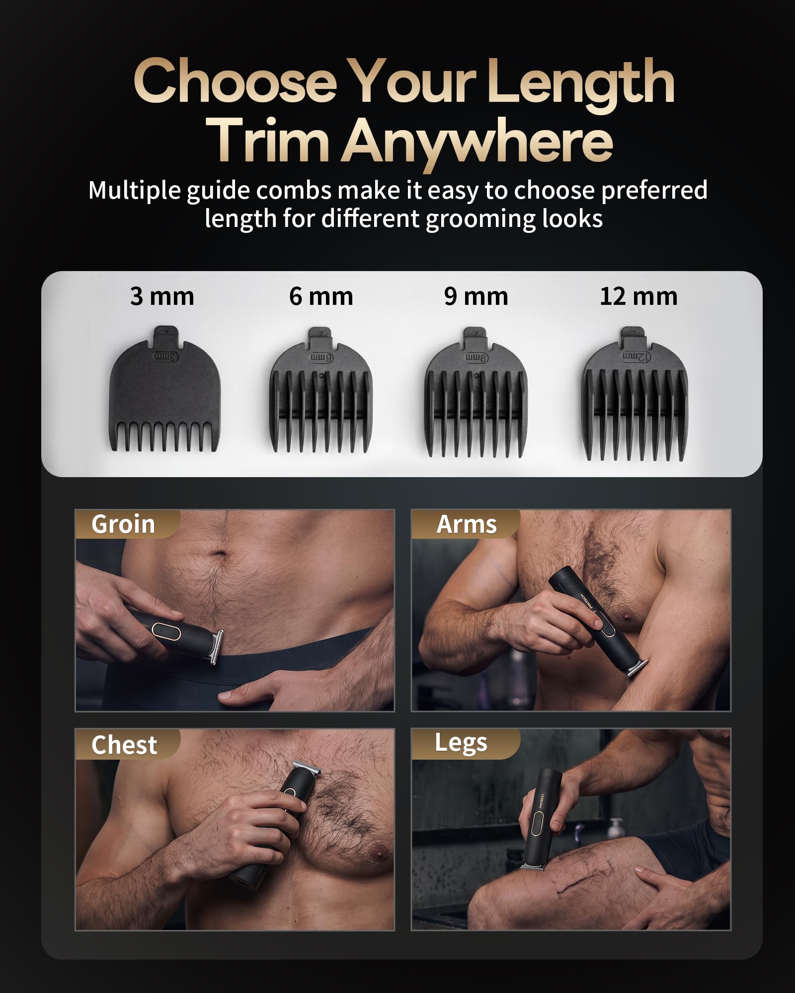 PRITECH Beard Trimmer for Men, Rechargeable Shavers, Electric Razor for Men, Waterproof Groin Hair Trimmer Body Trimmer, Pubic Hair Trimmer with Standing Recharge Dock(Black) 1