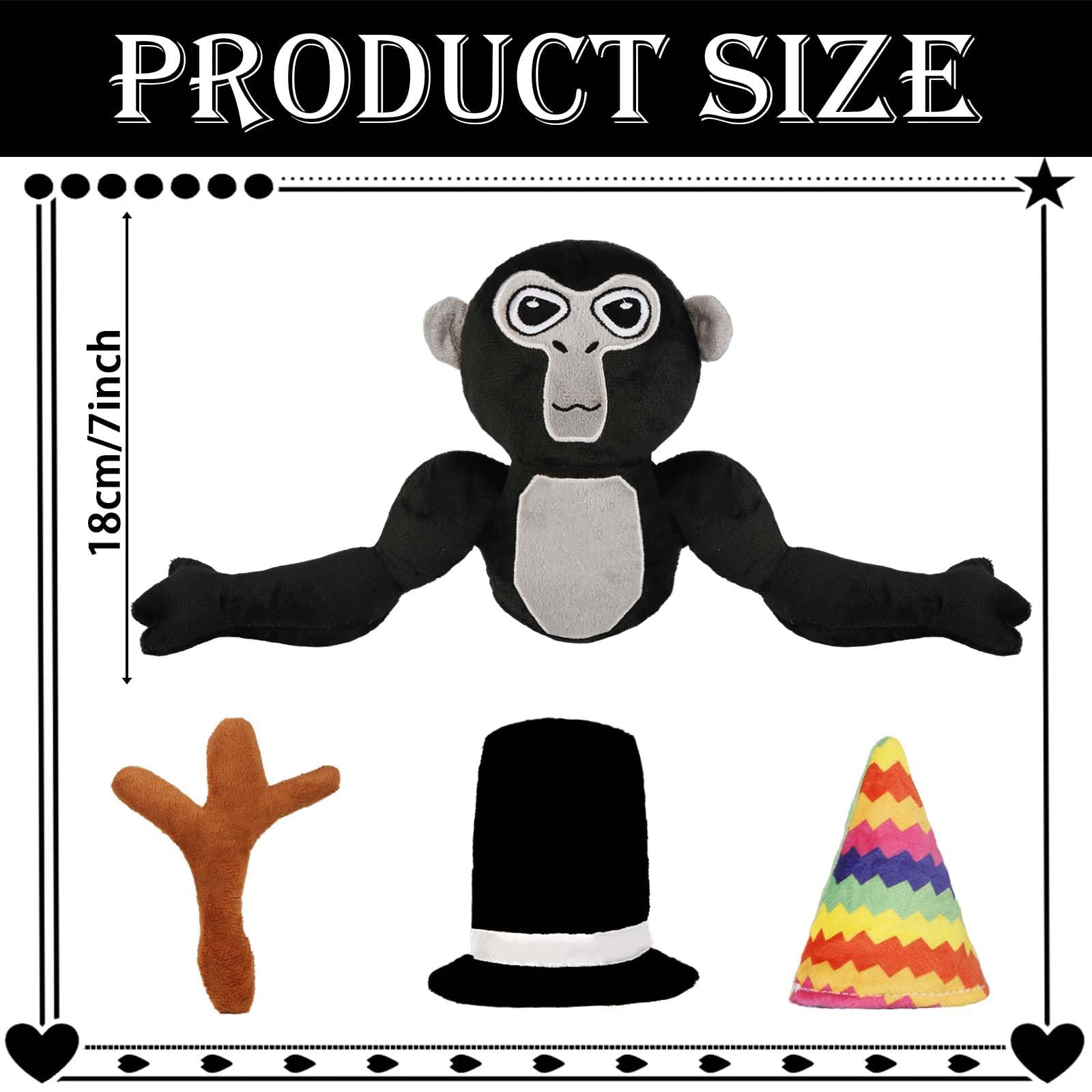Ainvliya Gorilla Monkey Plush Toy- Soft Plushie Stuffed Animal Toys Gorilla Doll with Hats and Branch Scepter Plush Throw Pillow Doll for Game Lovers Fans Kids Adult Playing Sleeping Collection Gift - Image 2