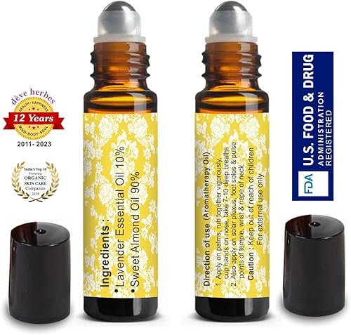 Miniatura 2 de Deve Herbes Aceite esencial de lavanda (Lavandula angustifolia) Mezcla enrollable prediluido listo para usar para aromaterapia y aplicación tópica