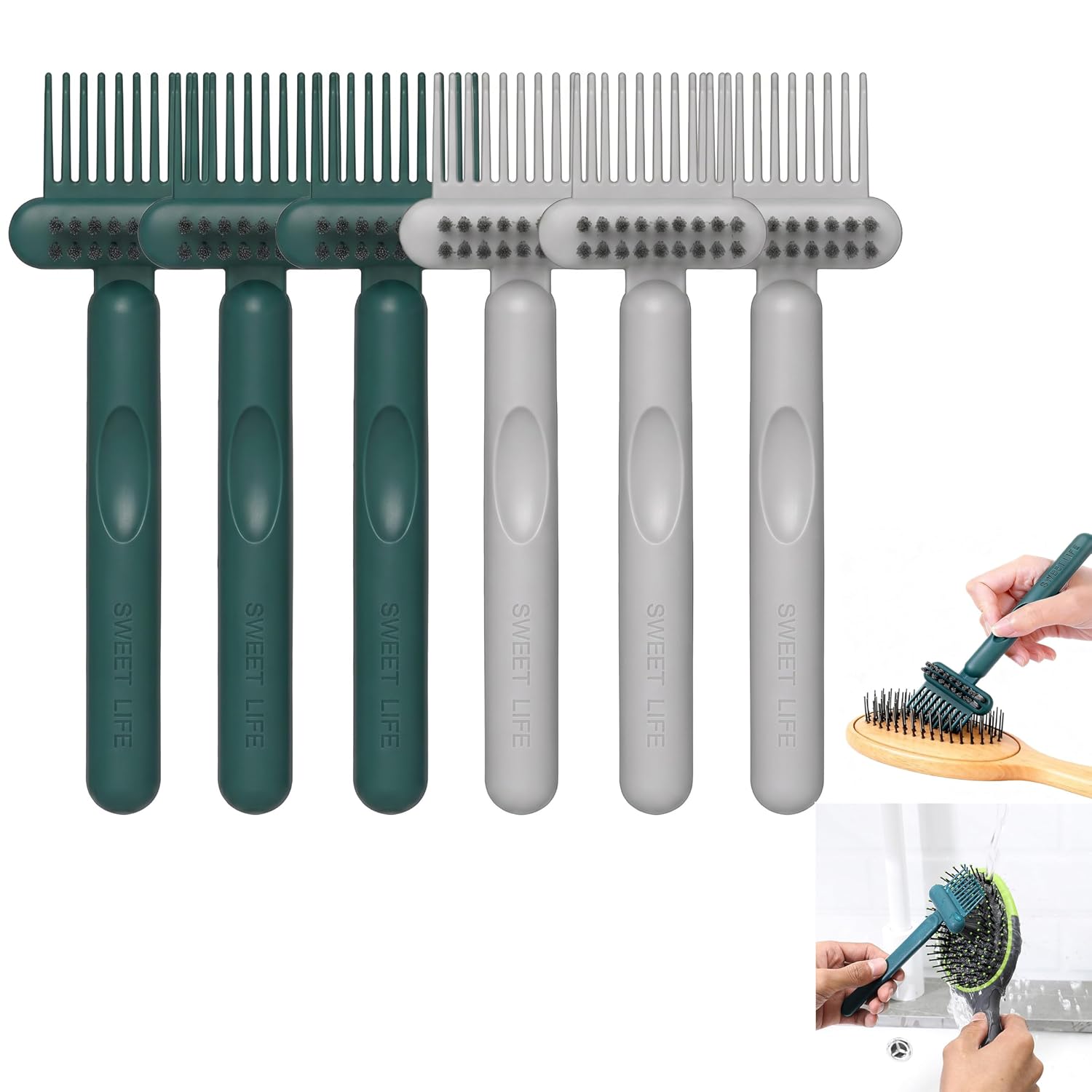 2026 New 2-in-1 Hair Brush Cleaner & Remover Tool Ship Shape Comb and Brush Cleaner for Removing Hair and Dust, Portable Comb Cleaner for Home Salon (6 pcs)