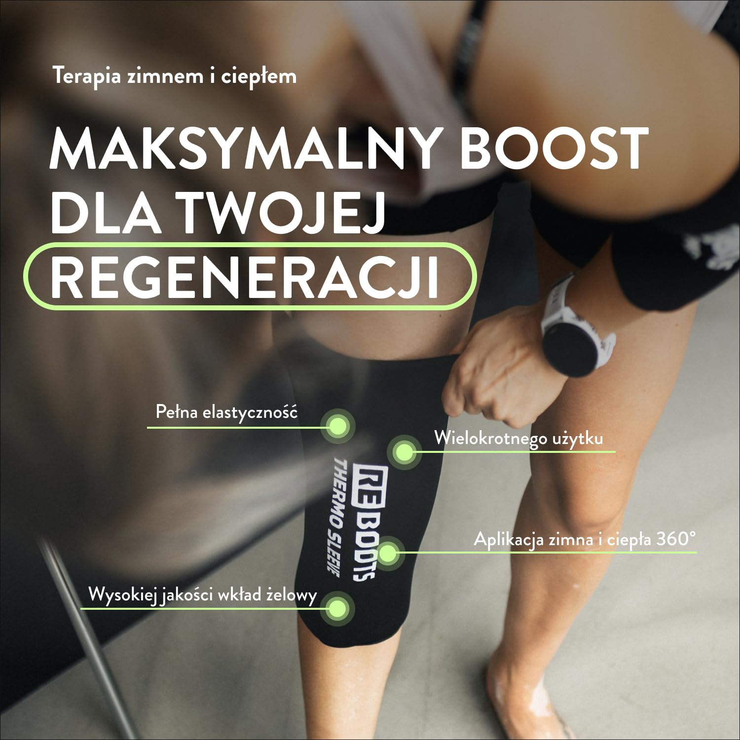 Thermo Sleeve | bandaż | terapia cieplna i zimnem | przeciwko zapaleniom | do regeneracji | podkładka rozgrzewająca i chłodząca | L