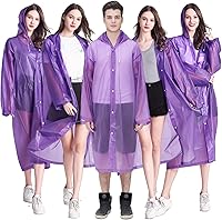 Vista 8 de Ponchos de lluvia para adultos reutilizables, paquete de 2 a 5 impermeables para mujeres y hombres, abrigo impermeable con capucha con cordón