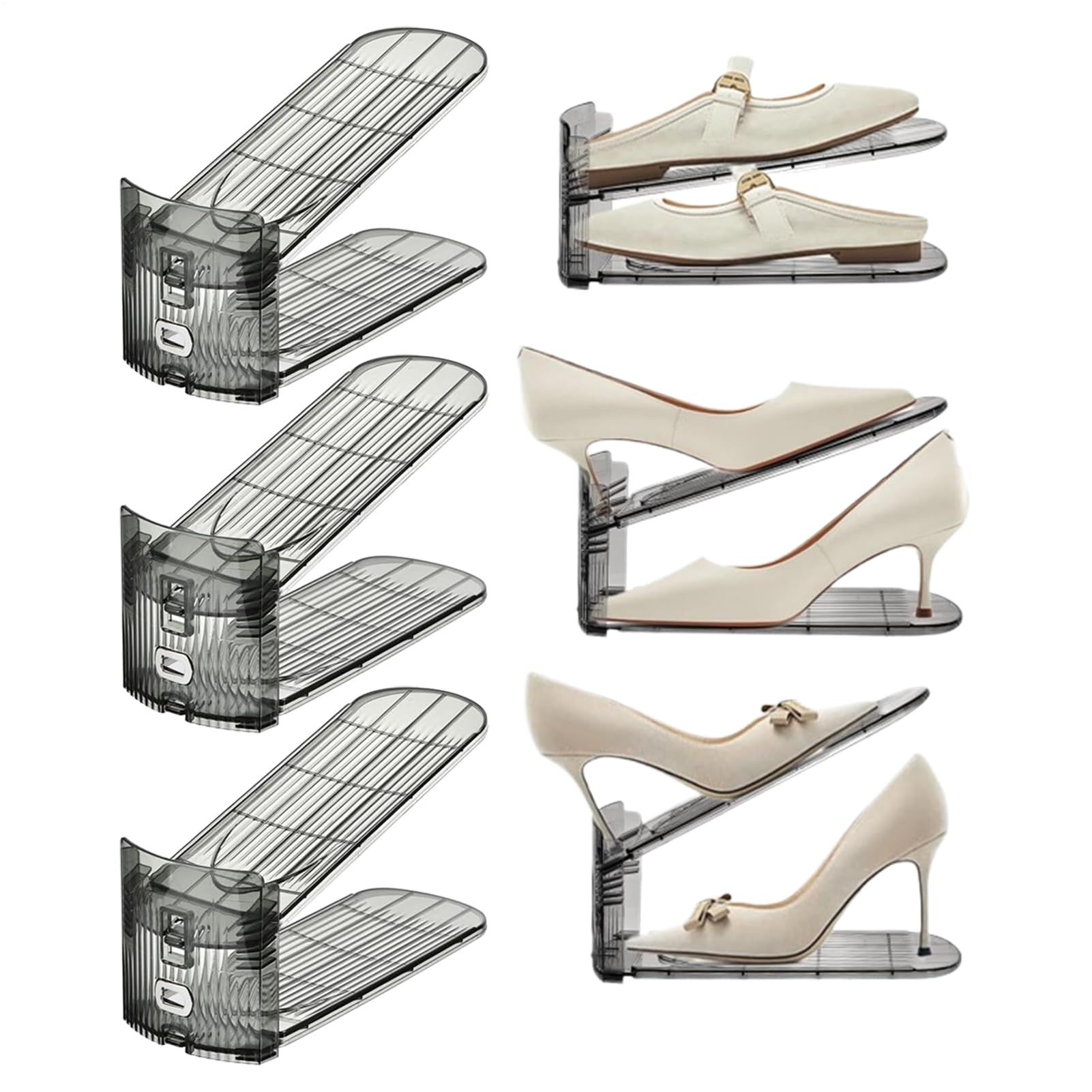 Zapatero - Juego de 6 Organizadores de Calzado, Resistente, Antideslizante y Regulable, Diseño Compacto y Apilable | Perfecto Para Hogar, Oficina, Apartamento o Vestidor