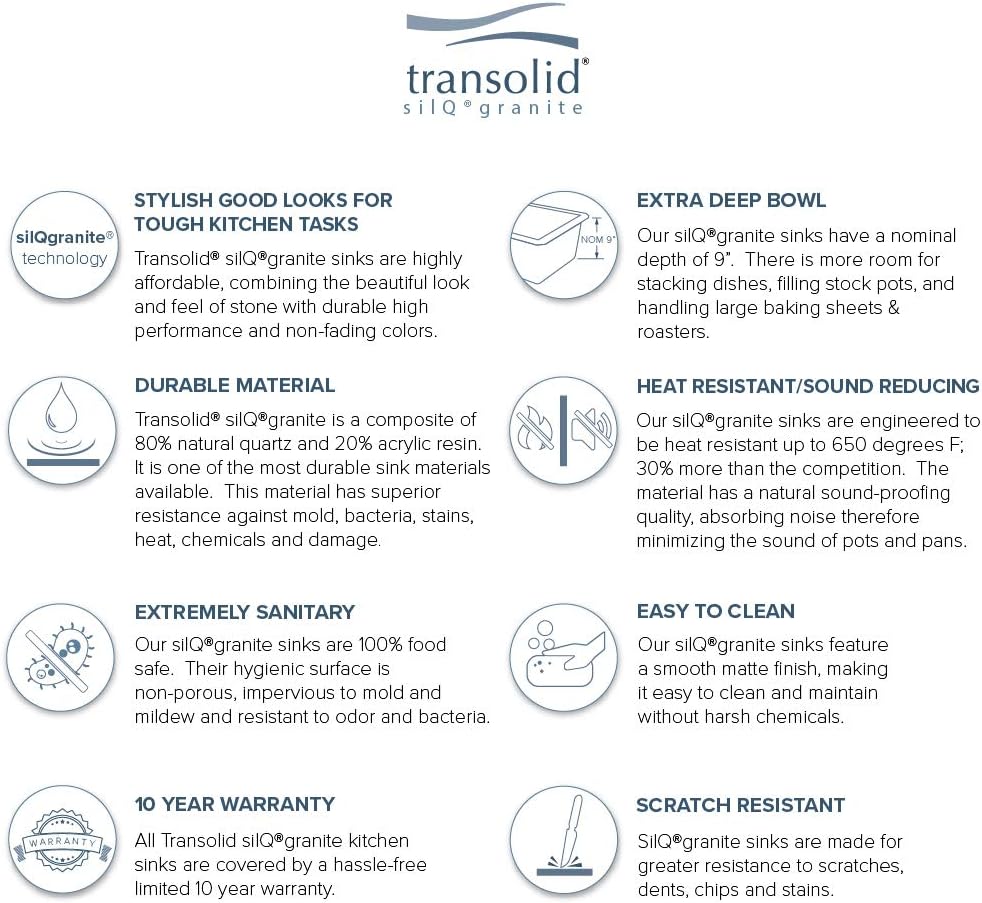 Transolid K-RUDJ3118-16 Radius Granite Undermount J-Shape 1-3/4 Double Bowls Kitchen Sink Kit, 31.75-in L x 19.25-in W x 9-in H, Cafe Latte
