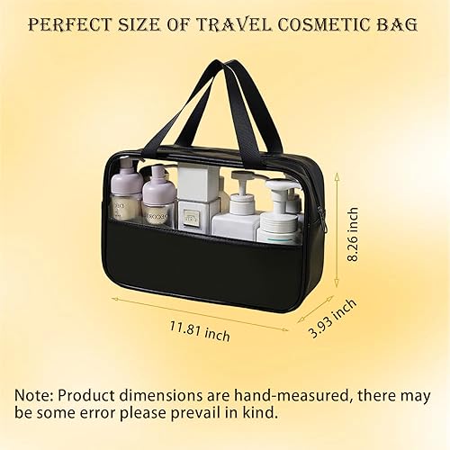 Miniatura 2 de HUTUYIYI Bolsa de cosméticos transparente, bolsa de maquillaje de retazos de viaje impermeable, bolsa de aseo con asa de transporte, organiza