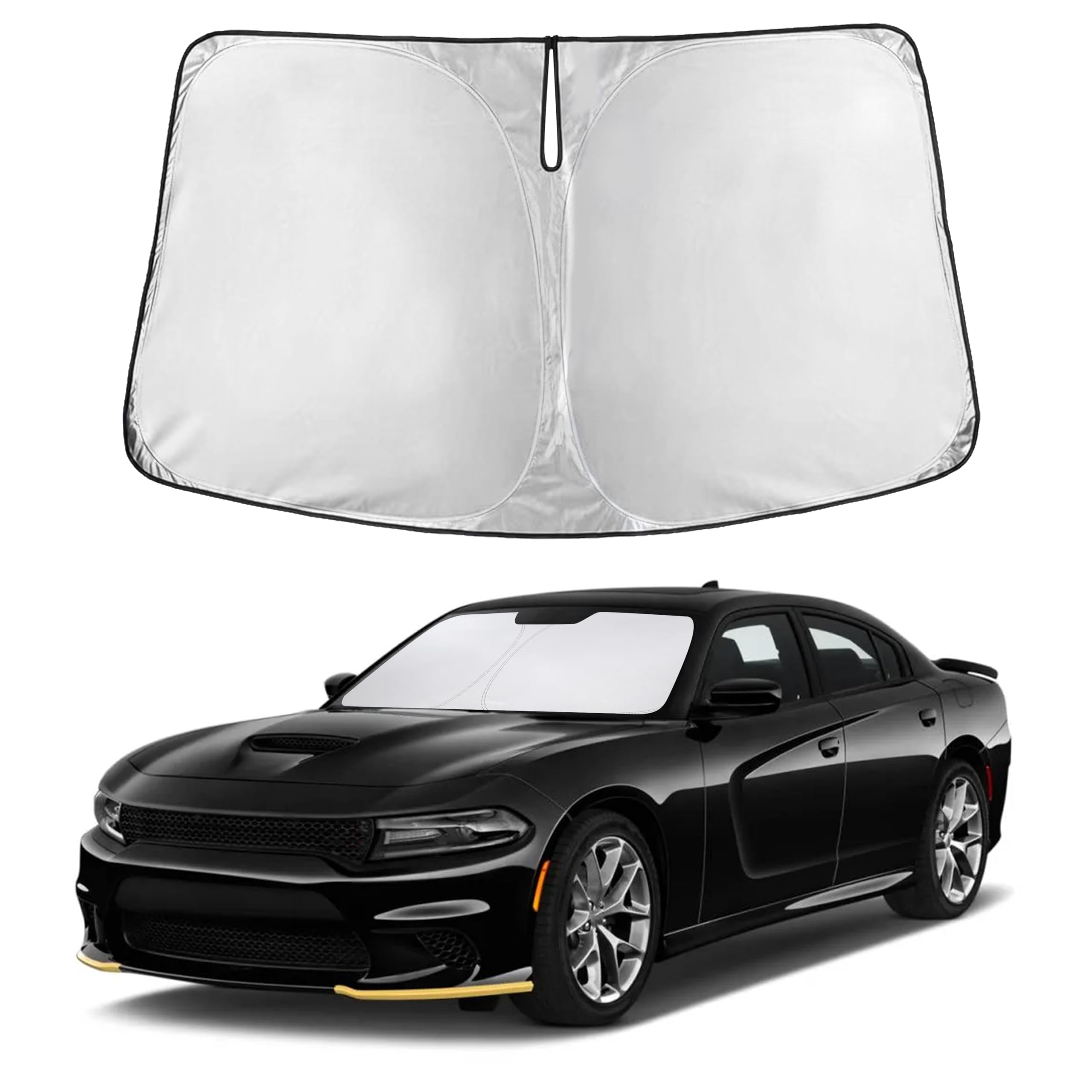 Autovir Windshield Sun Shade Fit for 2011-2021 2022 2023 Dodge Charger Sunshade, Front Car Window Shades Sun Visor, Blocks UV Rays & Heat, Car Accessories Fit for Dodge Charger 2011-2023