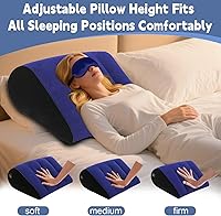 Vista 4 de TheClover Almohada inflable de cuña para viaje, almohada de cuña de viaje con máscara de ojos, cuña de cama ajustable para reflujo ácido