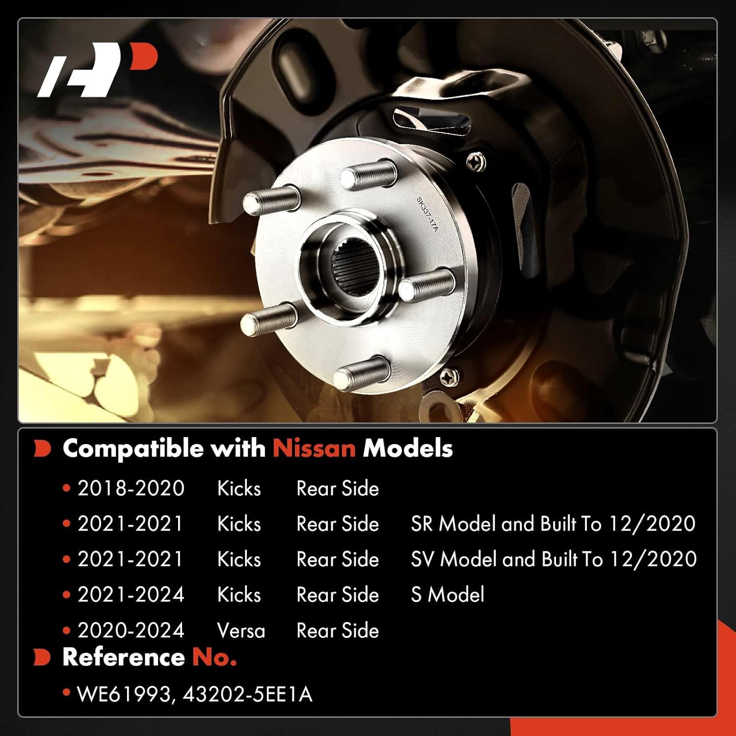 A-Premium 2 x Rear Wheel Bearing and Hub Assembly with 4-Lug Compatible with Nissan Versa 2020-2024, Kicks 2018-2024 - Image 2